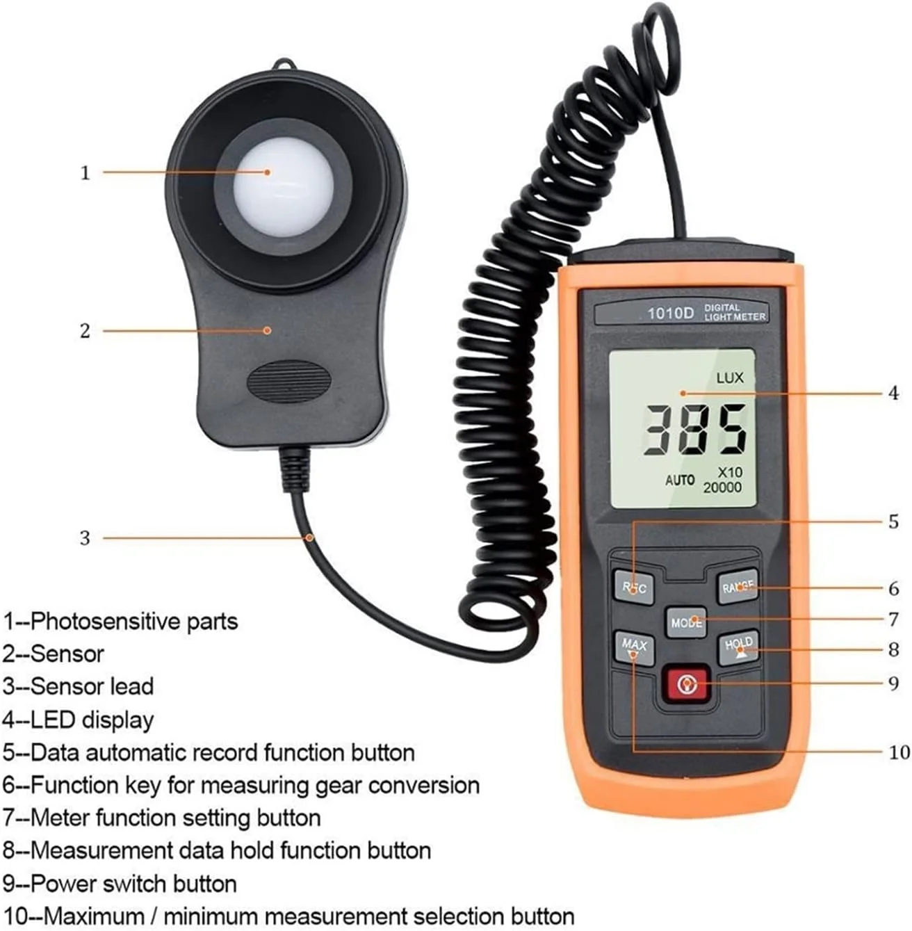 نورسنج دیجیتال GZDcjsc، نورسنج دستی LCD عکاسی 0-200000 LUX، تستر روشنایی نور، نورسنج دیجیتال روشنایی، دماسنج محیطی دستی، چند منظوره