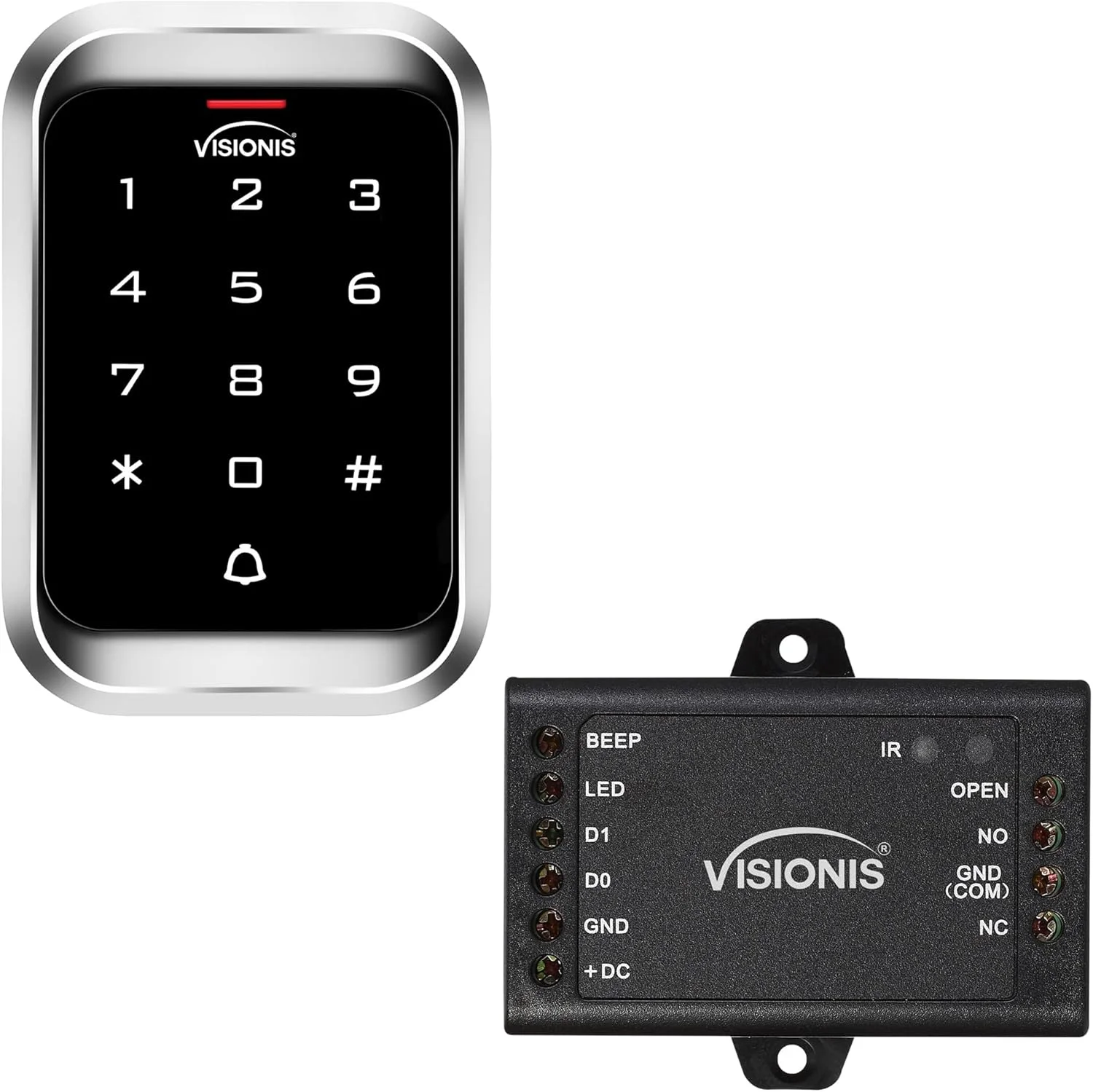صفحه کلید کنترل دسترسی ویژنیز VIS-3000، ضد آب و هوا، بدنه فلزی ضد خرابکاری و ضد زنگ، صفحه کلید لمسی دیجیتال و کارتخوان مستقل بدون نیاز به نرم افزار، سازگار با کارت های EM 125 کیلوهرتز، دارای زنگ درب صفحه کلید کنترل دسترسی ویژنیز VIS-3000، ضد آب و هوا، بدنه فلزی ضد خرابکاری و ضد زنگ، صفحه کلید لمسی دیجیتال و کارتخوان مستقل بدون نیاز به نرم افزار، سازگار با کارت های EM 125 کیلوهرتز، دارای زنگ درب