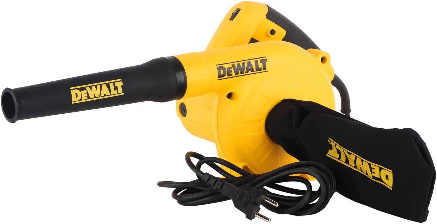 دمنده برقی 800 وات سرعت متغیر Dewalt با سرعت 16000 دور در دقیقه، دمنده و مکنده با کیسه جمع آوری برای خودرو، خانه، باغ، فضای باز، زرد/مشکی، DWB800-B5