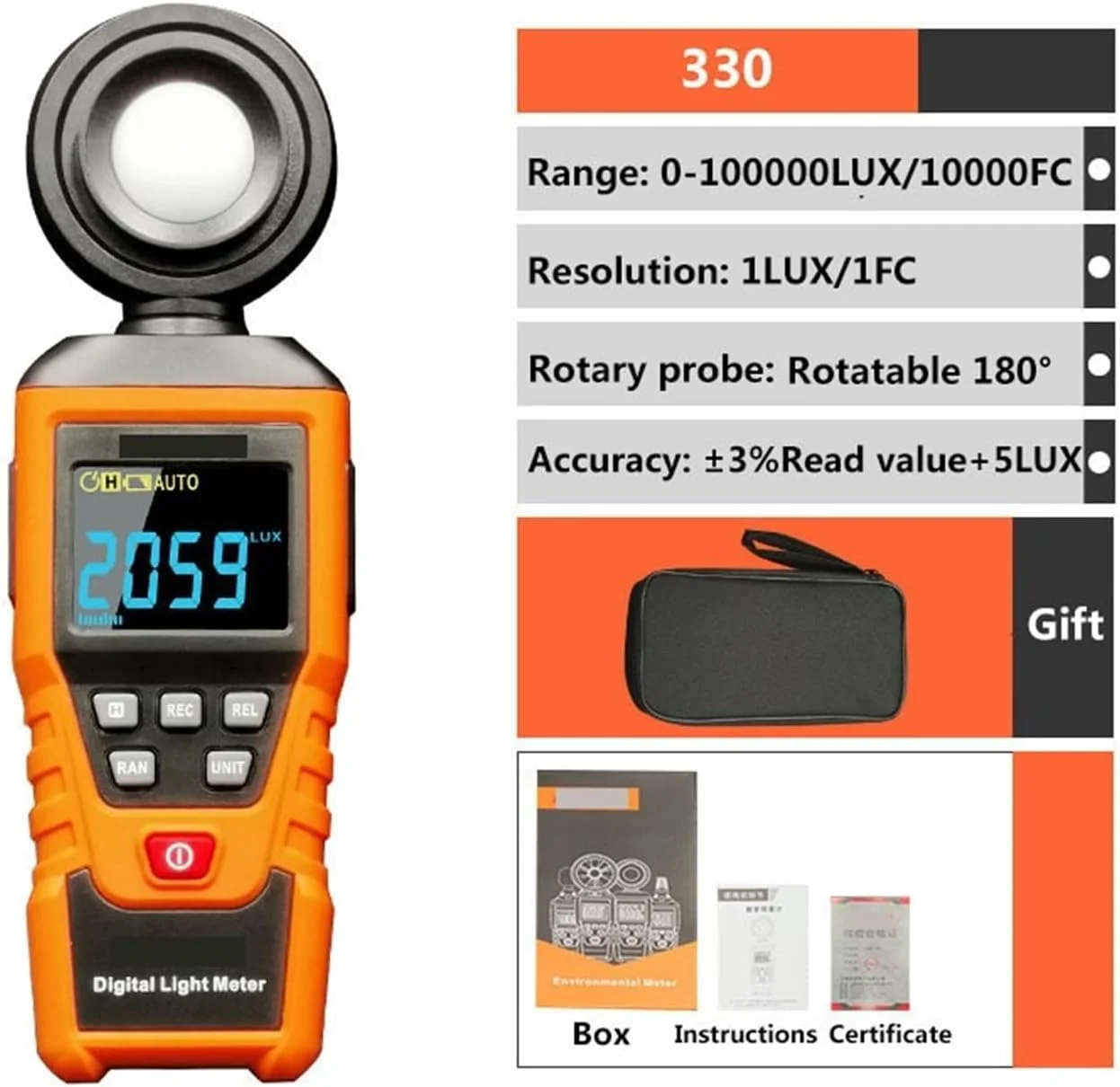 نورسنج، لوکس متر صنعتی حرفه ای 200000LUX لوکس متر دیجیتال دقیق نورسنج عکاسی با پروب چرخشی نورسنج، لوکس متر صنعتی حرفه ای 200000LUX لوکس متر دیجیتال دقیق نورسنج عکاسی با پروب چرخشی