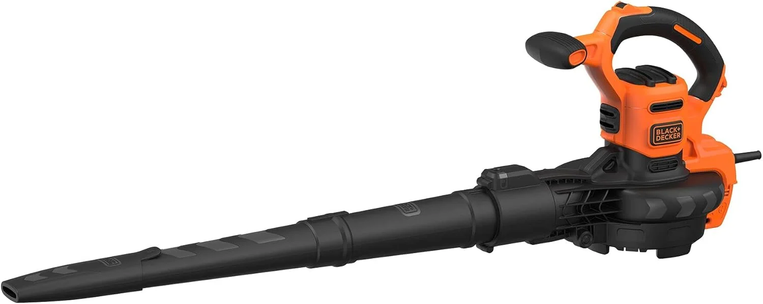 دمنده/مکنده برگ برقی 3 در 1 بلک اند دکر مدل BEBLV301 (3000 وات، با خردکن + چنگک برگ متصل شونده، کوله پشتی کیسه جمع آوری 72 لیتری - سرعت دمندگی بالا و قدرت مکش قابل تنظیم)