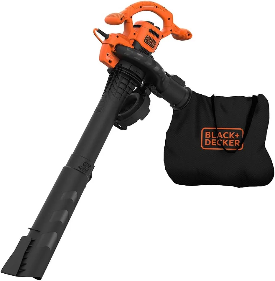 BLACK+DECKER 3-in-1 Electric Blower/Vacuum/Mulcher, 2600W, 315 km/h Blowing Speed, 40L Collection Bag, Quick-Release, Efficient Impact Shredder, ECO Friendly, Black/Orange - BEBLV260-GB