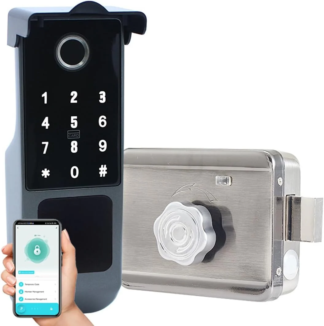 قفل درب هوشمند ضد آب Xenocam برای فضای باز، قفل ریم هوشمند درب، قفل اثر انگشت وای فای، پشتیبانی از رمز عبور | کارت IC | کلید، کنترل دسترسی دیجیتال درب برای Tuya قفل درب هوشمند ضد آب Xenocam برای فضای باز، قفل ریم هوشمند درب، قفل اثر انگشت وای فای، پشتیبانی از رمز عبور | کارت IC | کلید، کنترل دسترسی دیجیتال درب برای Tuya