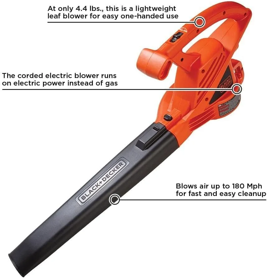 BLACK+DECKER Electric Leaf Blower, 7-Amp (LB700)