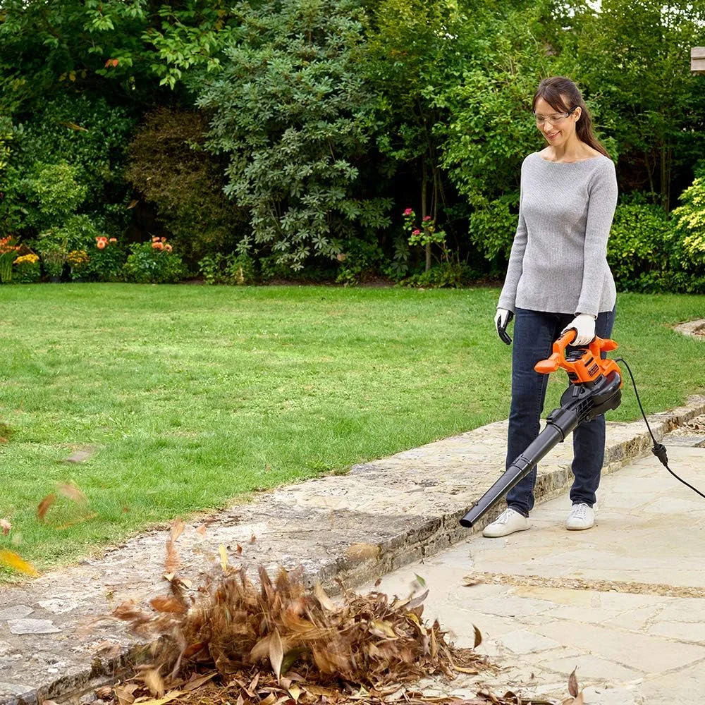 BLACK+DECKER 3-in-1 Electric Blower/Vacuum/Mulcher, 2600W, 315 km/h Blowing Speed, 40L Collection Bag, Quick-Release, Efficient Impact Shredder, ECO Friendly, Black/Orange - BEBLV260-GB