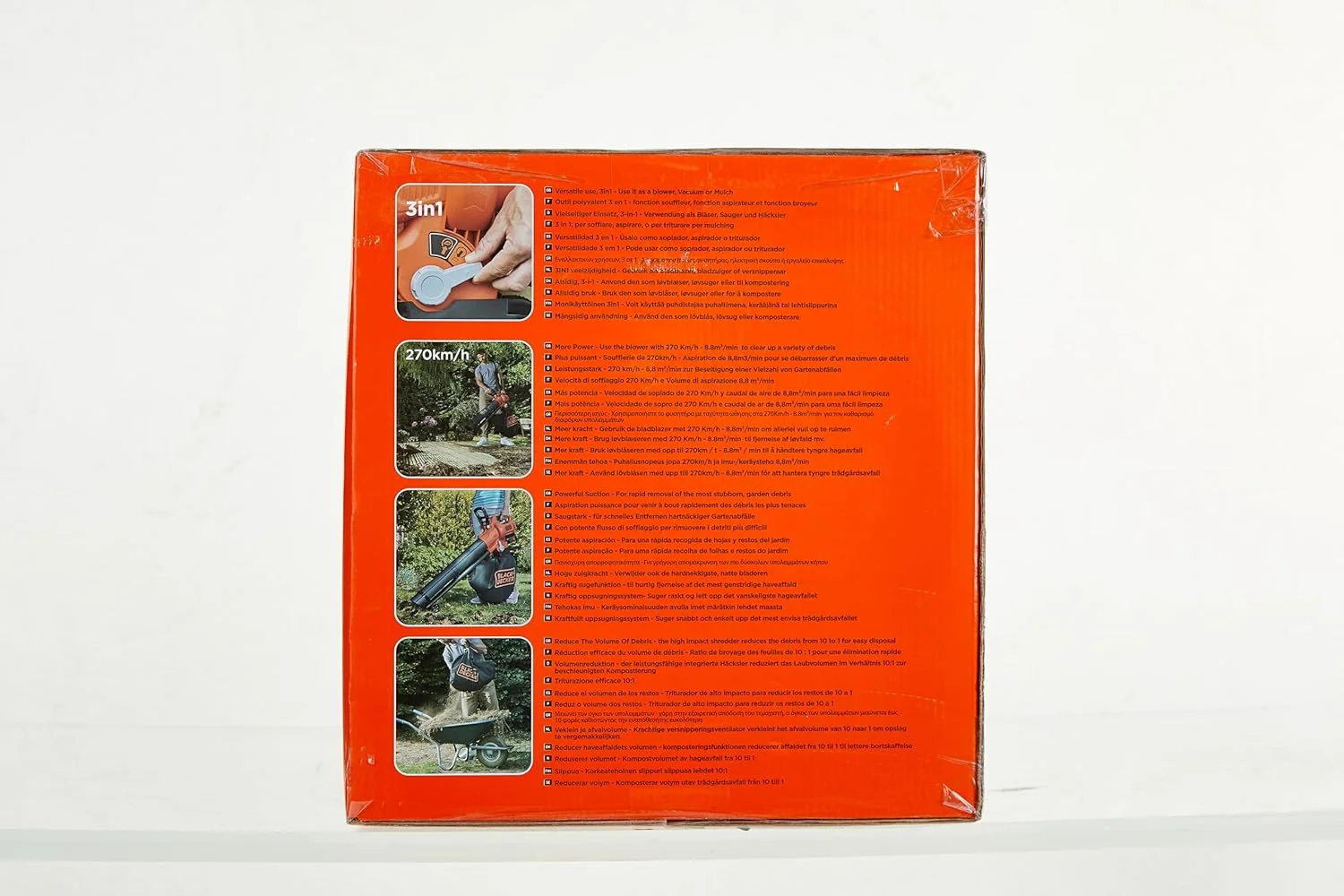 دمنده برگ باتری دار BLACK+DECKER Lausbauger BCBLV3625L1 با خردکن (کیسه جمع آوری 45 لیتری، موتور براشلس، سرعت هوای 210 کیلومتر در ساعت و قدرت مکش بالا - 36 ولت، شامل باتری و شارژر)