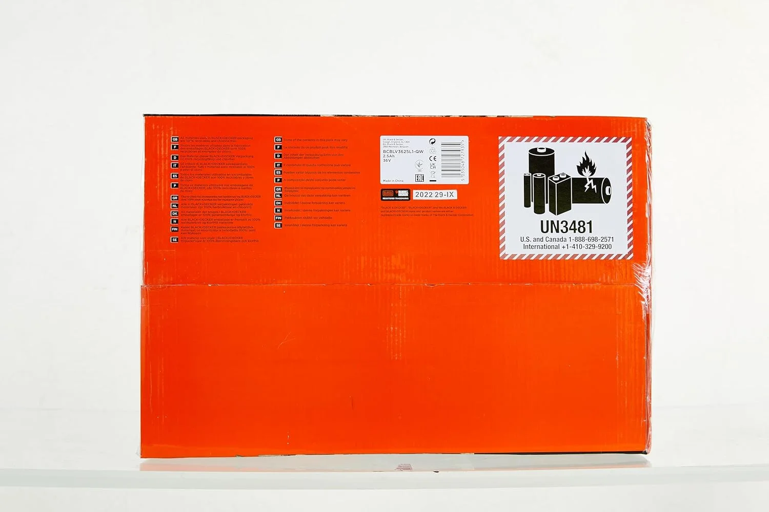 دمنده برگ باتری دار BLACK+DECKER Lausbauger BCBLV3625L1 با خردکن (کیسه جمع آوری 45 لیتری، موتور براشلس، سرعت هوای 210 کیلومتر در ساعت و قدرت مکش بالا - 36 ولت، شامل باتری و شارژر)