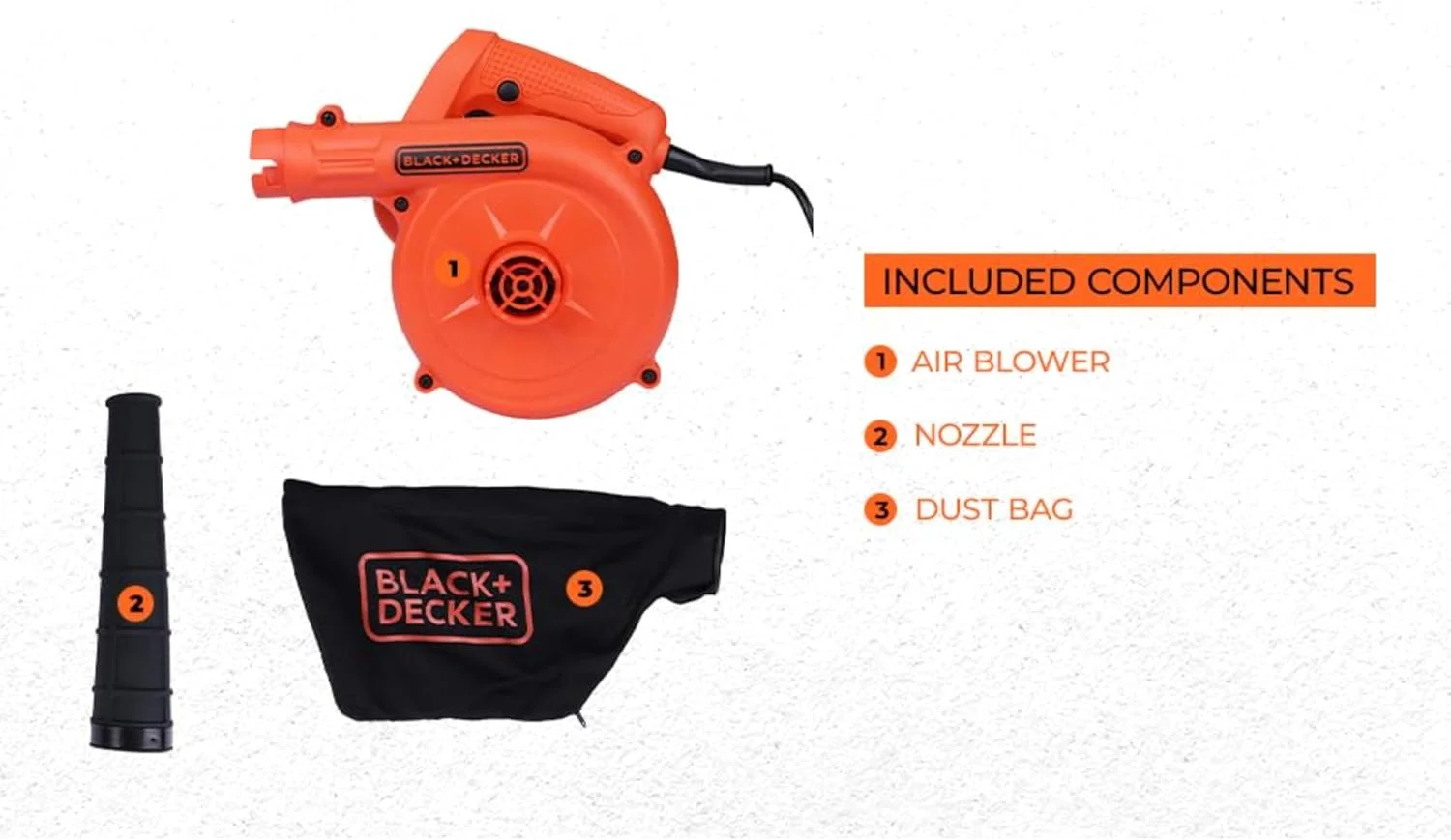 دمنده/مکنده برقی تک سرعته 530 وات بلک اند دکر با سرعت 16000 دور در دقیقه به همراه کیسه جمع آوری مدل Bdb530-B5 مناسب برای خانه و باغ دمنده/مکنده برقی تک سرعته 530 وات بلک اند دکر با سرعت 16000 دور در دقیقه به همراه کیسه جمع آوری مدل Bdb530-B5 مناسب برای خانه و باغ