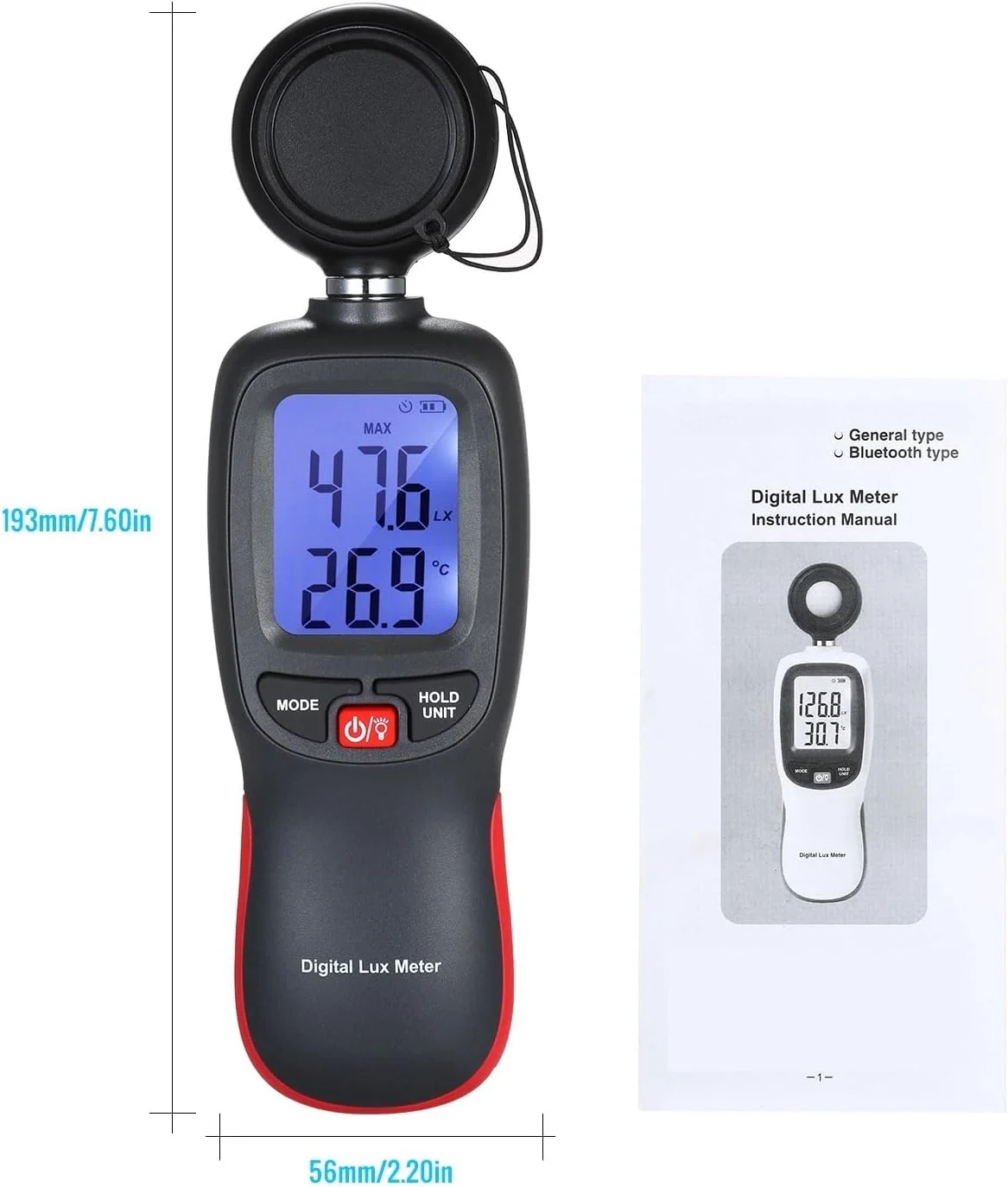 نورسنج دیجیتال، 5 عدد نورسنج لوکس دیجیتال WT81 نورسنج جیبی 0 تا 200 لوکس، نورسنج دستی، سنسور فتومتر اندازه گیری