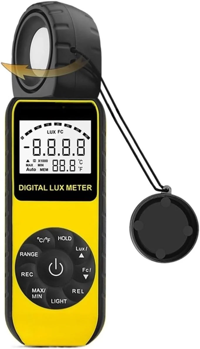 نورسنج دیجیتال، نورسنج دستی سنجش میزان روشنایی و دمای محیط با محدوده اندازه گیری تا 300,000 لوکس