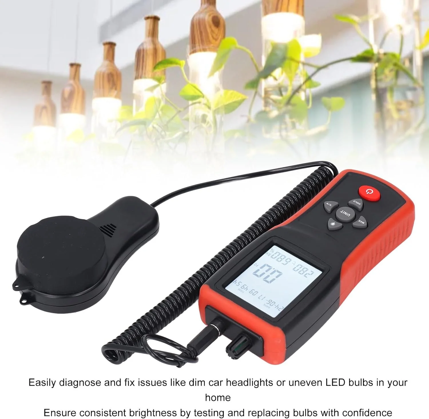 نورسنج دیجیتال 0.1 تا 400,000 لوکس، تستر روشنایی قابل حمل، نورسنج LED با سنسور، برای نور گیاهان، چراغ های جلوی خودرو