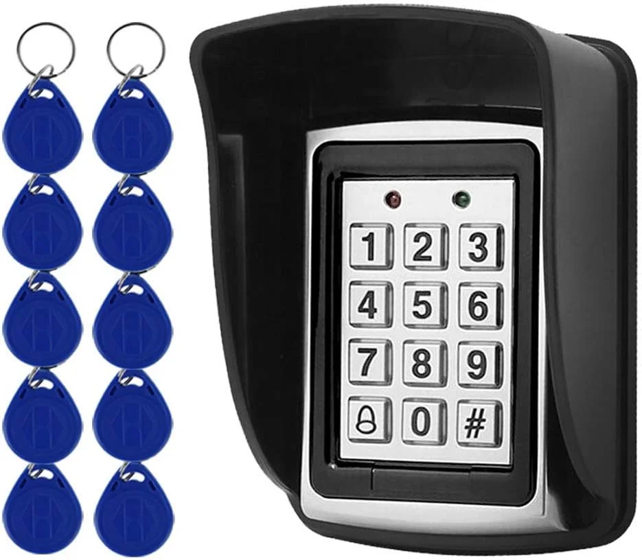 صفحه کلید کنترل دسترسی ضد آب فلزی RFID YAVIS برای کنترلر درب، مناسب فضای باز و داخل ساختمان، پشتیبانی از 1000 کاربر + پوشش ضد آب + 10 عدد جاسوئیچی