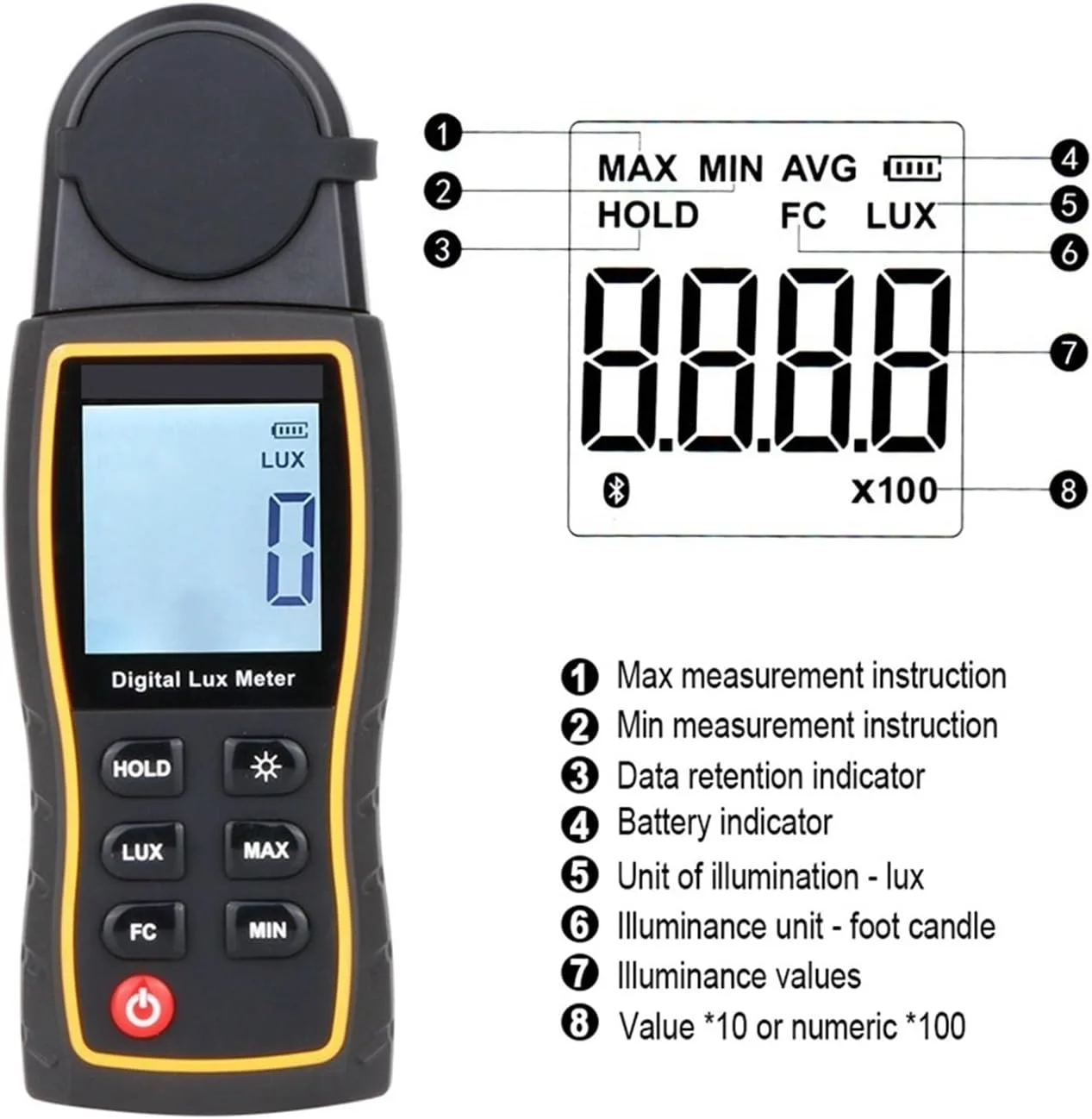 نورسنج، نورسنج دیجیتال لوکس متر 199,900 لوکس با سنسور چرخشی لوکس/FC نورسنج دقیق فوتومتر تستر نورسنج، نورسنج دیجیتال لوکس متر 199,900 لوکس با سنسور چرخشی لوکس/FC نورسنج دقیق فوتومتر تستر