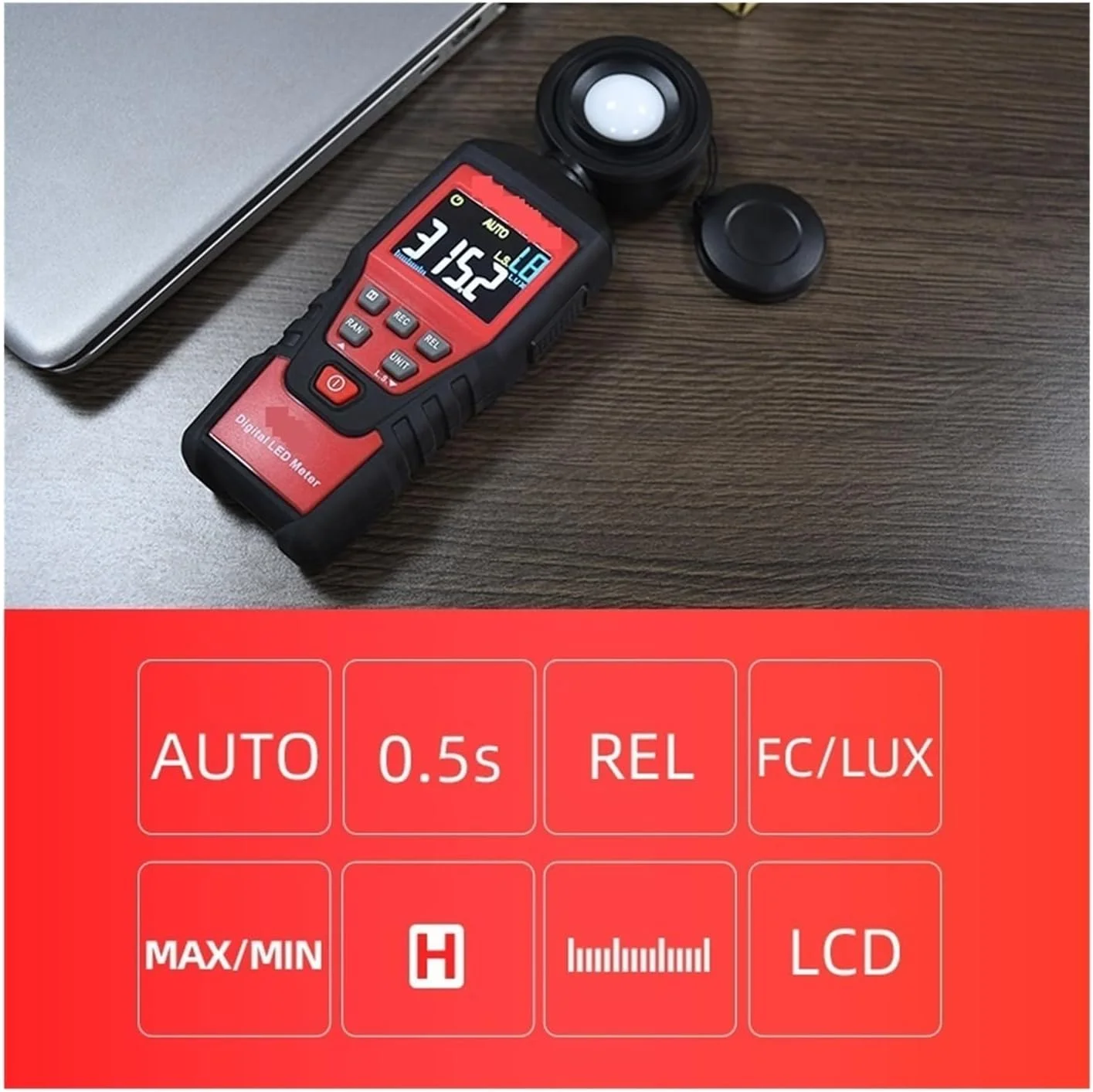 نورسنج، لوکس متر دیجیتال حرفه ای با دقت بالا 180 درجه با سنسور نور چرخشی نورسنج، لوکس متر دیجیتال حرفه ای با دقت بالا 180 درجه با سنسور نور چرخشی