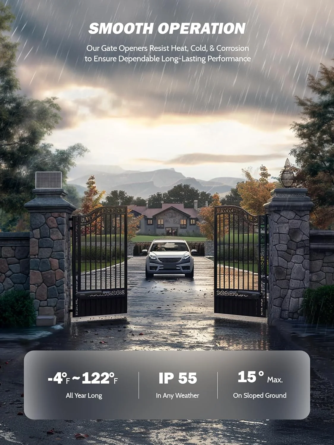 بازکننده درب خورشیدی هوشمند ZUMI برای درب های تا وزن 500 کیلوگرم و طول 6 متر، بازکننده درب اتوماتیک برقی با کنترل از طریق اپلیکیشن و ریموت کنترل برای درب ورودی خانه، باغ بازکننده درب خورشیدی هوشمند ZUMI برای درب های تا وزن 500 کیلوگرم و طول 6 متر، بازکننده درب اتوماتیک برقی با کنترل از طریق اپلیکیشن و ریموت کنترل برای درب ورودی خانه، باغ