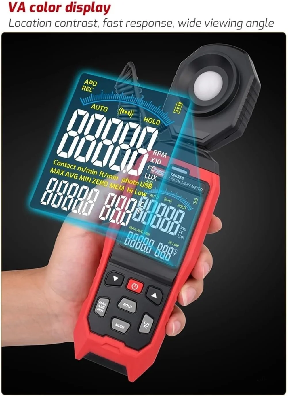 نورسنج TA632A نورسنج دیجیتال LCD، نورسنج لوکس دیجیتال، نورسنج دستی، فوتومتر، نورسنج لوکس 0-200000 لوکس نورسنج TA632A نورسنج دیجیتال LCD، نورسنج لوکس دیجیتال، نورسنج دستی، فوتومتر، نورسنج لوکس 0-200000 لوکس