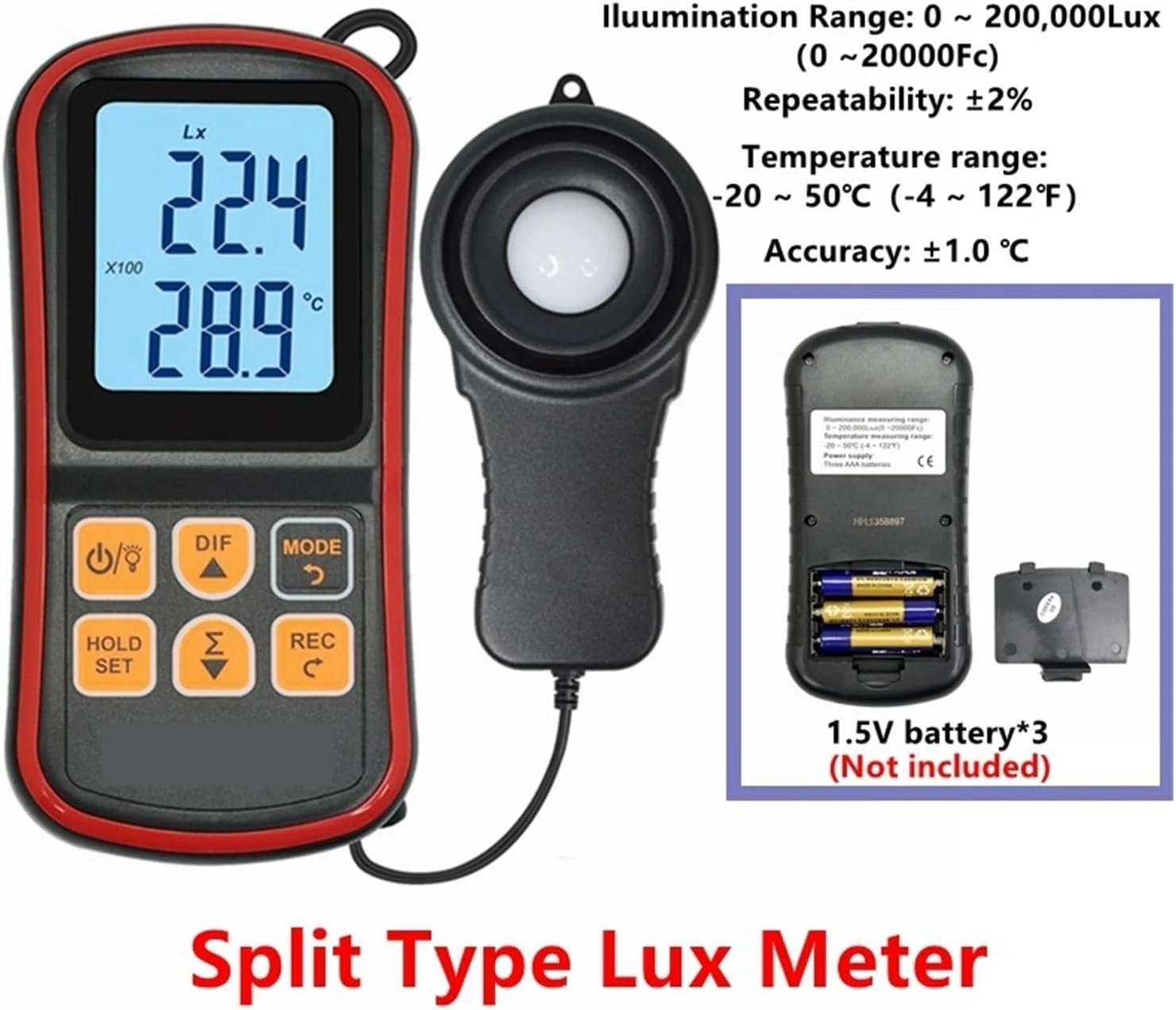 نورسنج دیجیتال 5 عددی، نورسنج دیجیتال اسپلیت 0 تا 200000 لوکس، ابزار لوکس متر، تستر روشنایی، نورسنج ال سی دی، فوتومتر نورسنج دیجیتال 5 عددی، نورسنج دیجیتال اسپلیت 0 تا 200000 لوکس، ابزار لوکس متر، تستر روشنایی، نورسنج ال سی دی، فوتومتر