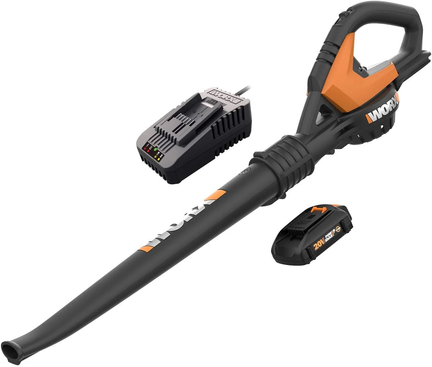 دمنده برگ شارژی 20 ولت WORX مدل WG545.6، دمنده و مکنده، شامل 1 باتری 2.0 آمپر ساعت و شارژر