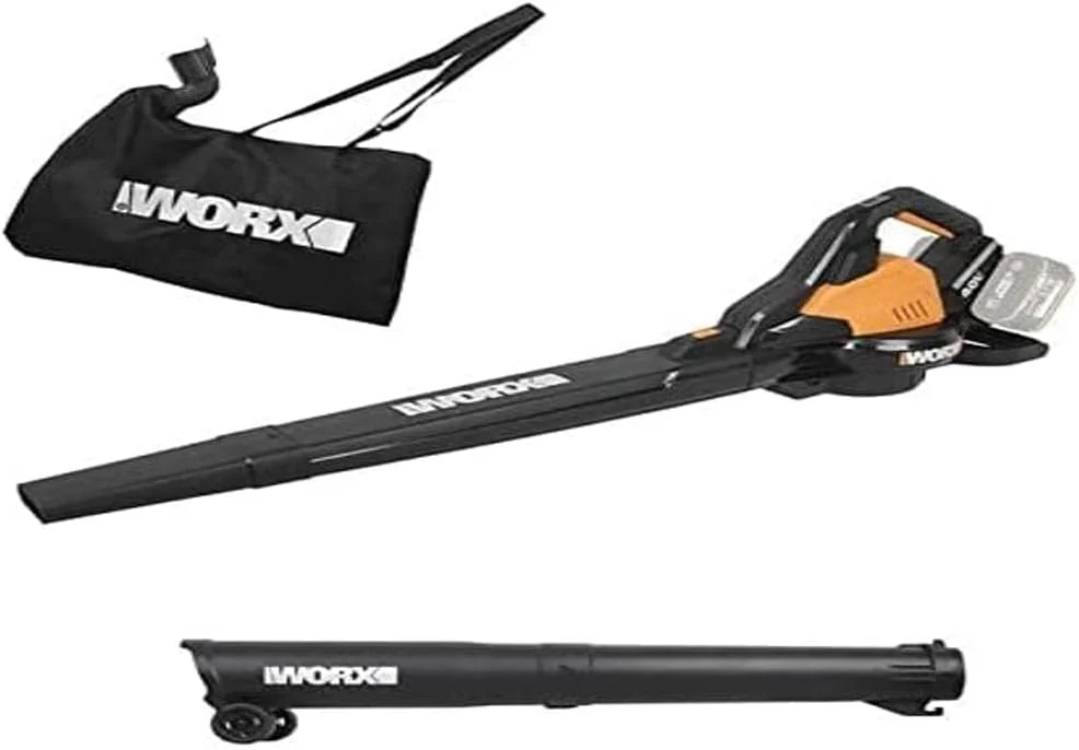 دمنده/مکنده برگ شارژی WORX WG583E.9 ولتاژ 40 (2 x 20 ولت)، 2 در 1 برای جارو و جمع آوری برگ ها، حداکثر عملکرد دمندگی 575 متر مکعب در ساعت، سرعت جریان هوا 335 کیلومتر در ساعت، کیسه جمع آوری 35 لیتری