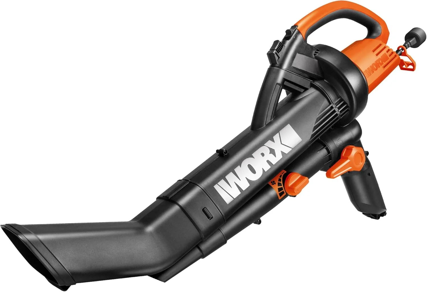 دستگاه دمنده، خردکن و مکنده باغی 3000 وات WORX WG505E برای پاکسازی برگ ها و سایر زباله ها از پاسیو، مشکی، کابل 10 متری
