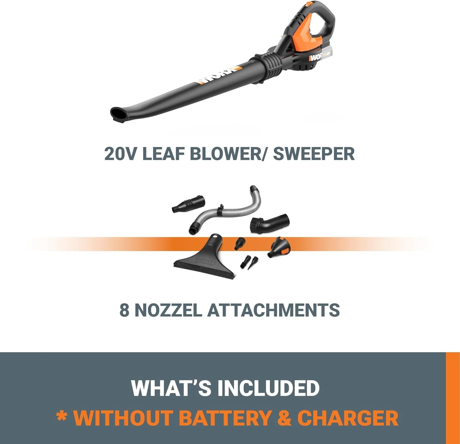 دمنده/جاروی برقی بی‌سیم WORX WG545.1 20V Max Lithium (باتری شامل)
