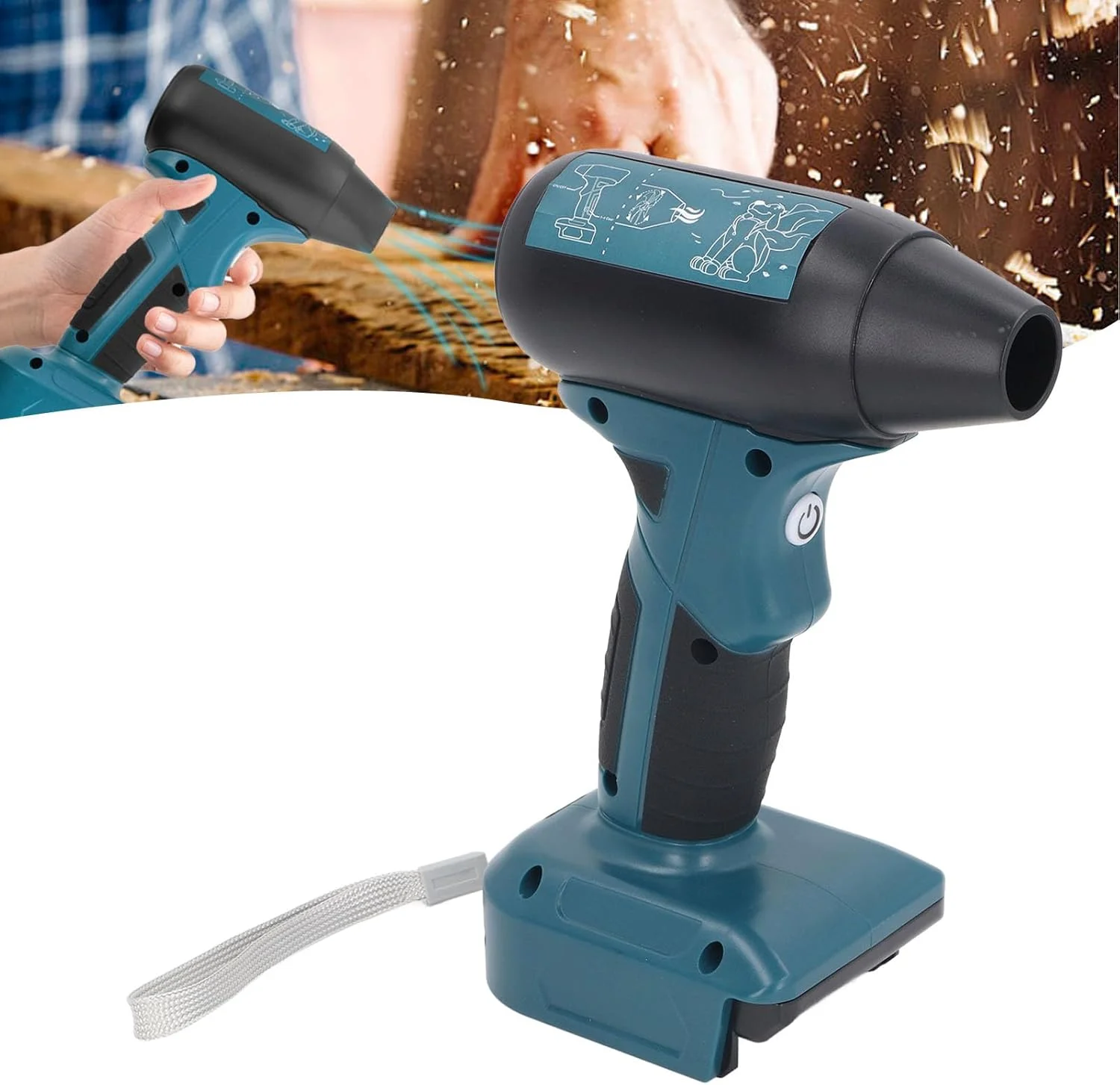 مینی دمنده جت خشک دستی Gugxiom، دمنده قدرتمند 4 سرعته بی سیم با سرعت 130000 دور در دقیقه برای باتری 18 ولت BAT622 BAT609 BAT618G BAT609G BAT618، آبی