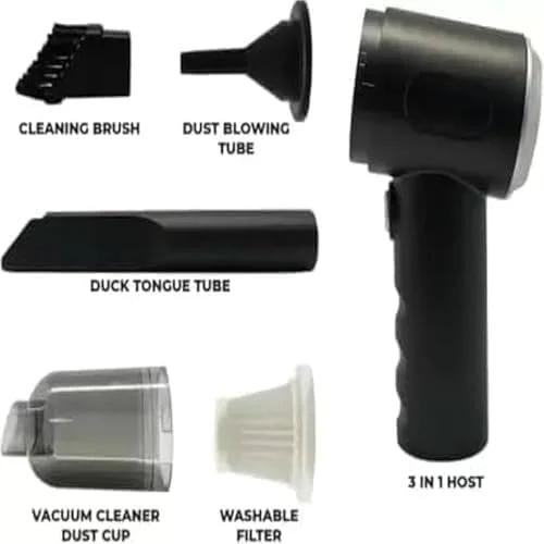 مینی جاروبرقی 3 در 1 مدل AS-228 – جاروبرقی و دمنده دستی بی سیم قدرتمند، مکش 9000PA، قابل شارژ با USB، جاروبرقی قابل حمل برای خودرو، خانه، دفتر، موی حیوانات خانگی، صفحه کلید و تمیز کردن عمیق