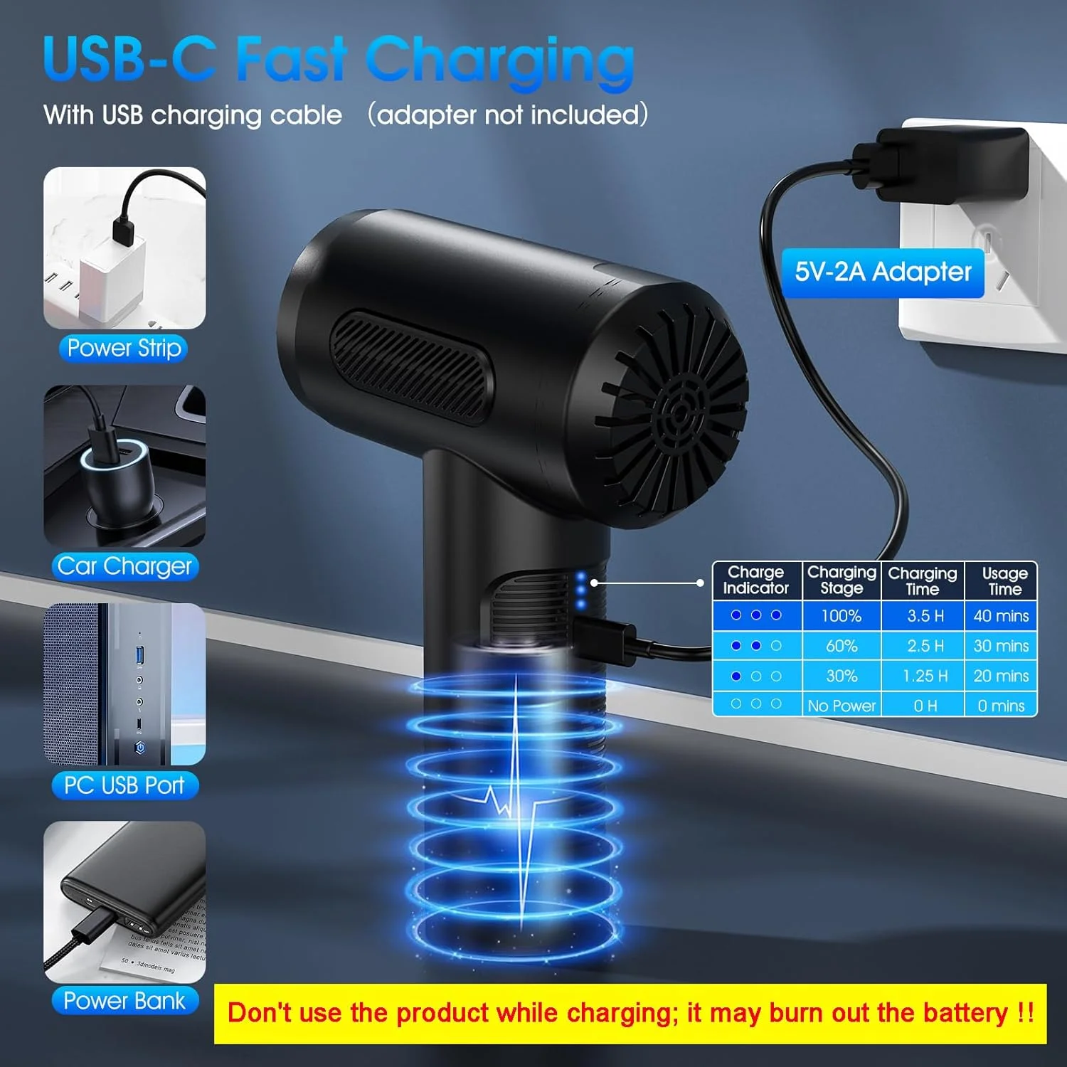 گردگیر هوای فشرده، جاروبرقی/دمنده و پمپ هوای دستی 100000 دور در دقیقه، گردگیر هوای برقی/جاروبرقی ماشین با قابلیت تنظیم 3 دنده، گردگیر صفحه کلید با چراغ LED - 10 کیت دمنده هوا برای کامپیوتر (مشکی) گردگیر هوای فشرده، جاروبرقی/دمنده و پمپ هوای دستی 100000 دور در دقیقه، گردگیر هوای برقی/جاروبرقی ماشین با قابلیت تنظیم 3 دنده، گردگیر صفحه کلید با چراغ LED - 10 کیت دمنده هوا برای کامپیوتر (مشکی)