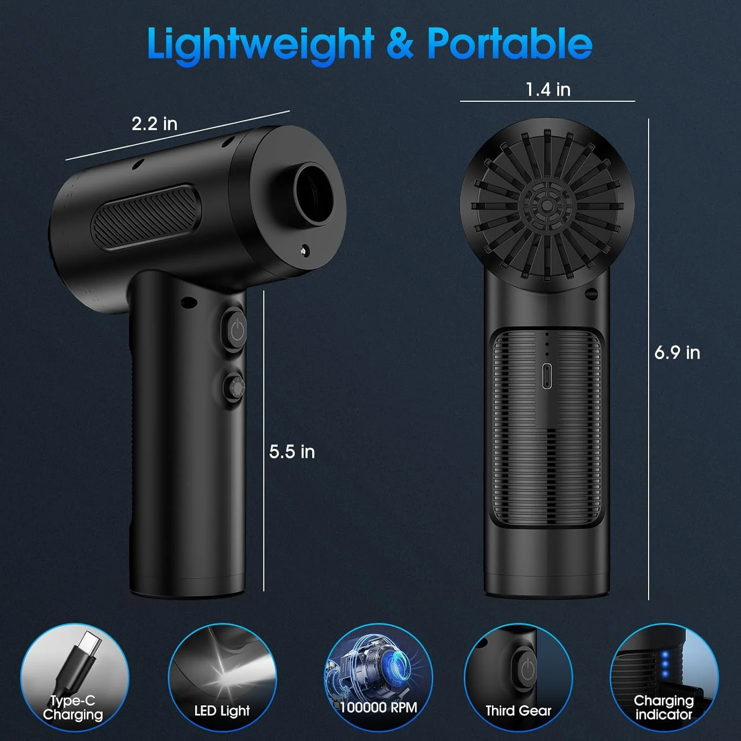 گردگیر هوای فشرده، جاروبرقی/دمنده و پمپ هوای دستی 100000 دور در دقیقه، گردگیر هوای برقی/جاروبرقی ماشین با قابلیت تنظیم 3 دنده، گردگیر صفحه کلید با چراغ LED - 10 کیت دمنده هوا برای کامپیوتر (مشکی) گردگیر هوای فشرده، جاروبرقی/دمنده و پمپ هوای دستی 100000 دور در دقیقه، گردگیر هوای برقی/جاروبرقی ماشین با قابلیت تنظیم 3 دنده، گردگیر صفحه کلید با چراغ LED - 10 کیت دمنده هوا برای کامپیوتر (مشکی)