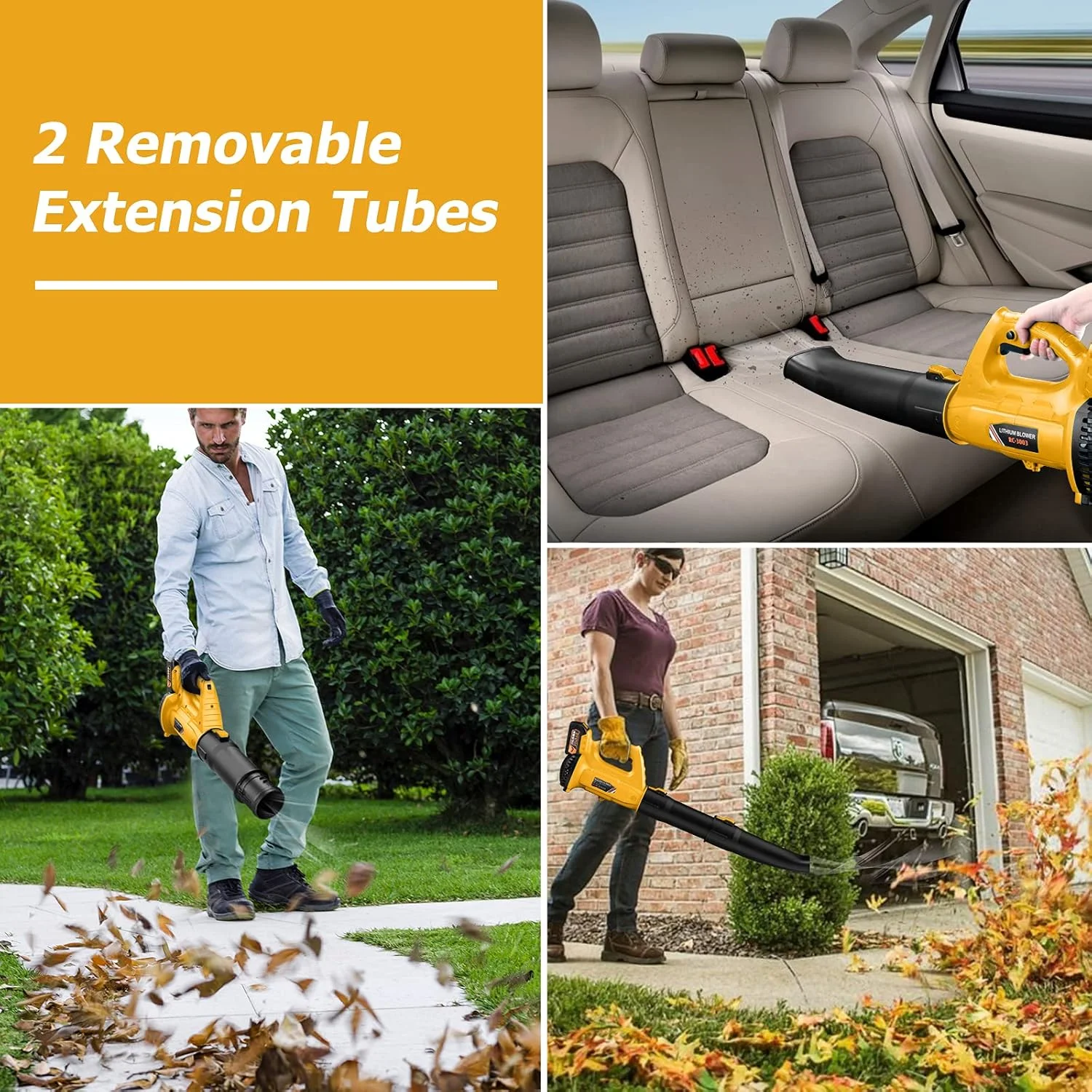 دمنده برگ EKACO - 320 CFM 150 MPH دمنده برگ شارژی 21 ولت با باتری 4.0 آمپر ساعت و شارژر، دمنده برگ برقی با کنترل 6 سرعته، لوله های 2 قسمتی برای مراقبت از چمن، حیاط، آوار برف و گرد و غبار