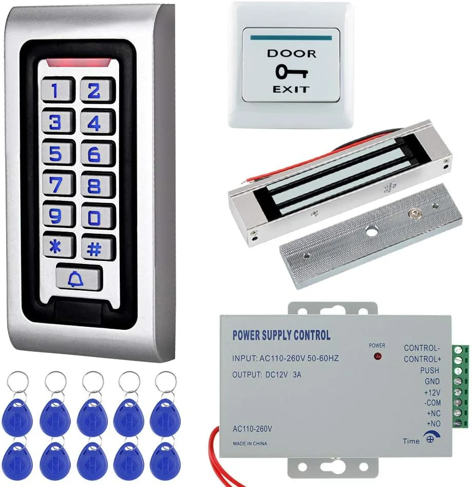 کیت سیستم کنترل دسترسی درب NN99 شامل صفحه کلید RFID ضد آب IP65 + قفل مغناطیسی برقی 180 کیلوگرمی + 10 عدد جاسوئیچی مناسب فضای باز و منزل کیت سیستم کنترل دسترسی درب NN99 شامل صفحه کلید RFID ضد آب IP65 + قفل مغناطیسی برقی 180 کیلوگرمی + 10 عدد جاسوئیچی مناسب فضای باز و منزل