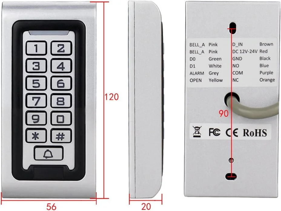کیت سیستم کنترل دسترسی درب NN99 شامل صفحه کلید RFID ضد آب IP65 + قفل مغناطیسی برقی 180 کیلوگرمی + 10 عدد جاسوئیچی مناسب فضای باز و منزل کیت سیستم کنترل دسترسی درب NN99 شامل صفحه کلید RFID ضد آب IP65 + قفل مغناطیسی برقی 180 کیلوگرمی + 10 عدد جاسوئیچی مناسب فضای باز و منزل