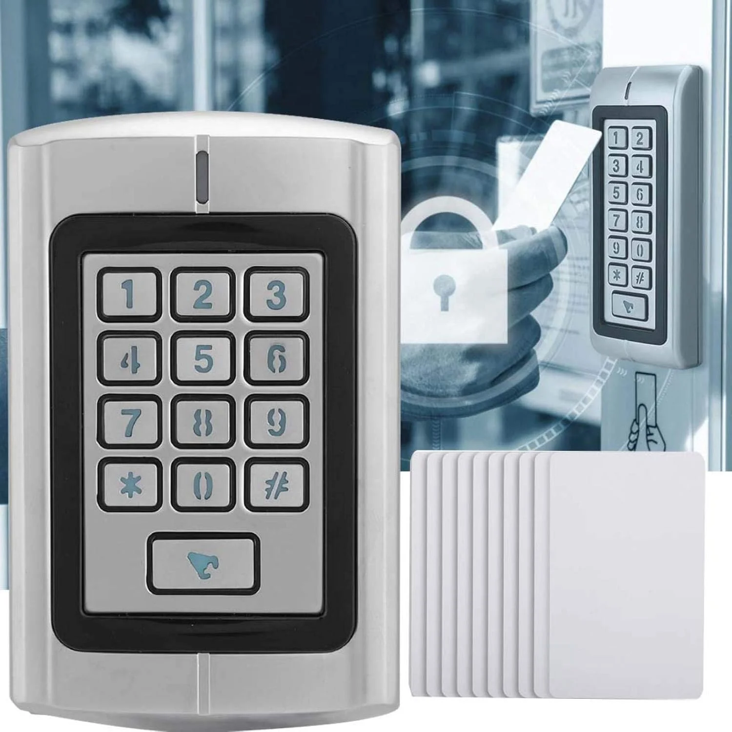 سیستم کنترل دسترسی کارت RFID با بدنه فلزی مقاوم، کارت خوان رمز عبور، تنظیم سطح امنیتی برای سیستم کنترل دسترسی (125Khz) سیستم کنترل دسترسی کارت RFID با بدنه فلزی مقاوم، کارت خوان رمز عبور، تنظیم سطح امنیتی برای سیستم کنترل دسترسی (125Khz)