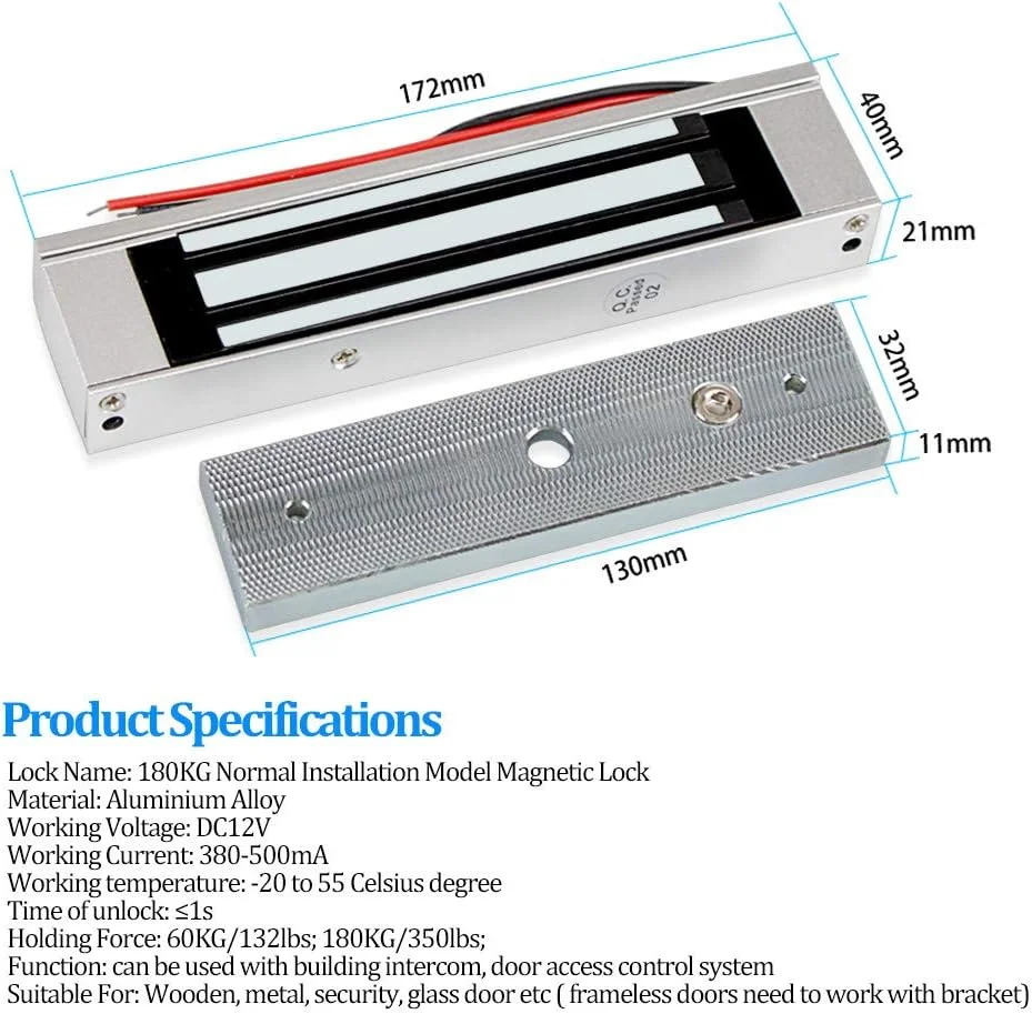 کیت سیستم کنترل دسترسی درب NN99 شامل صفحه کلید RFID ضد آب IP65 + قفل مغناطیسی برقی 180 کیلوگرمی + 10 عدد جاسوئیچی مناسب فضای باز و منزل کیت سیستم کنترل دسترسی درب NN99 شامل صفحه کلید RFID ضد آب IP65 + قفل مغناطیسی برقی 180 کیلوگرمی + 10 عدد جاسوئیچی مناسب فضای باز و منزل