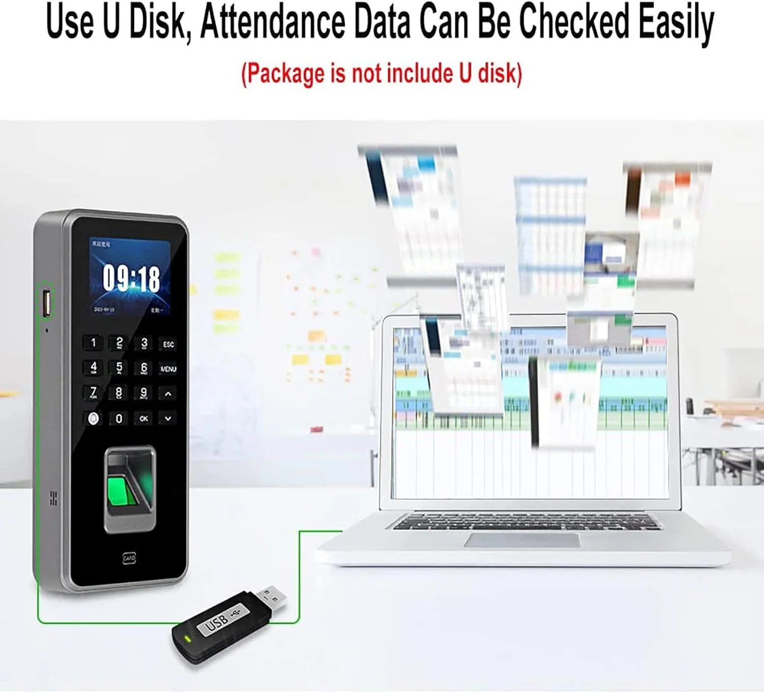 سیستم کنترل دسترسی بیومتریک BZZBZZ، کنترل دسترسی اثر انگشت، دستگاه حضور و غیاب ضبط کننده ساعت الکترونیکی، انتقال داده USB، به همراه 10 عدد جاسوئیچی سیستم کنترل دسترسی بیومتریک BZZBZZ، کنترل دسترسی اثر انگشت، دستگاه حضور و غیاب ضبط کننده ساعت الکترونیکی، انتقال داده USB، به همراه 10 عدد جاسوئیچی