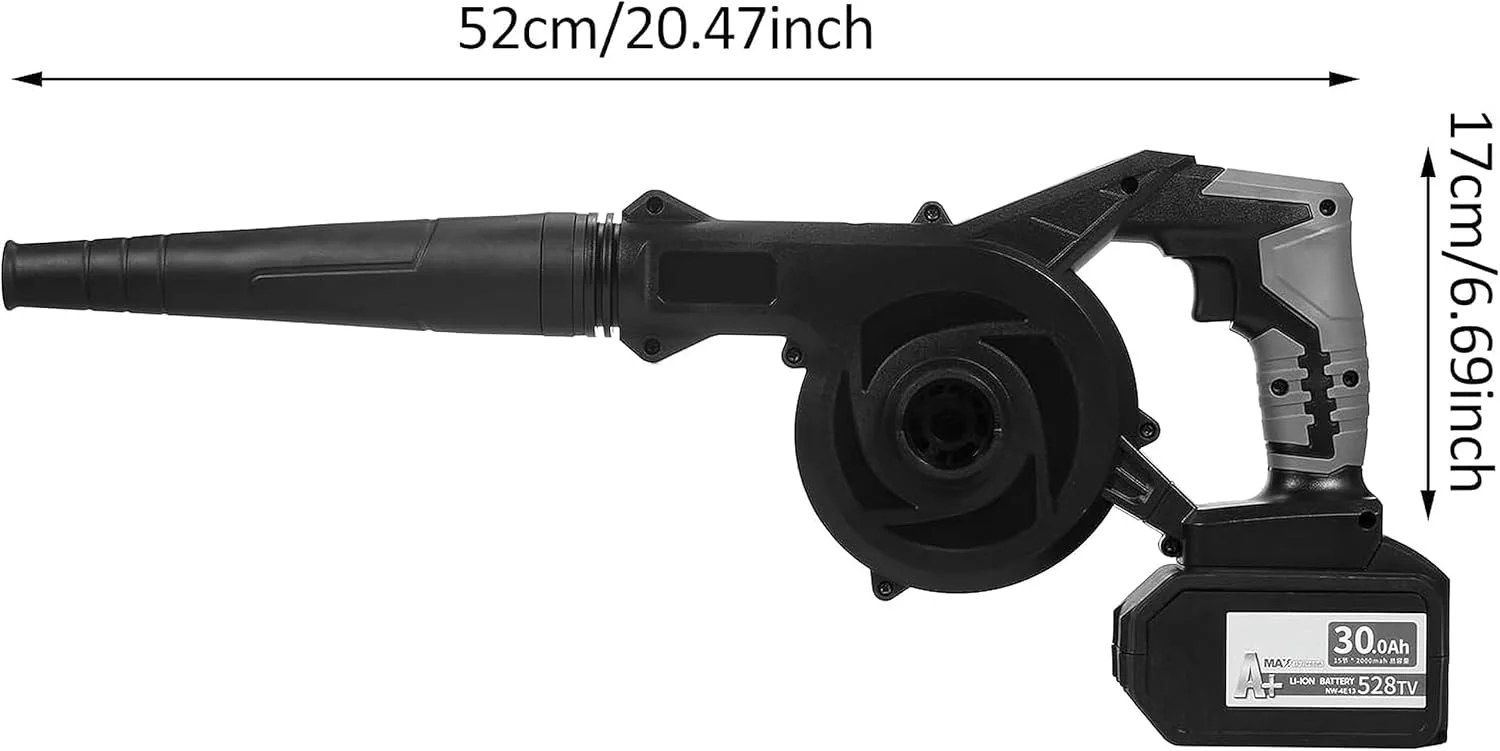 دمنده برگ بی سیم 2 در 1، دمنده برگ بی سیم، جارو و مکنده لیتیومی 21 ولت 6.0 آمپر، کیت ابزار برقی تمیز کننده دمنده هوا برای باغ با شلنگ مکش