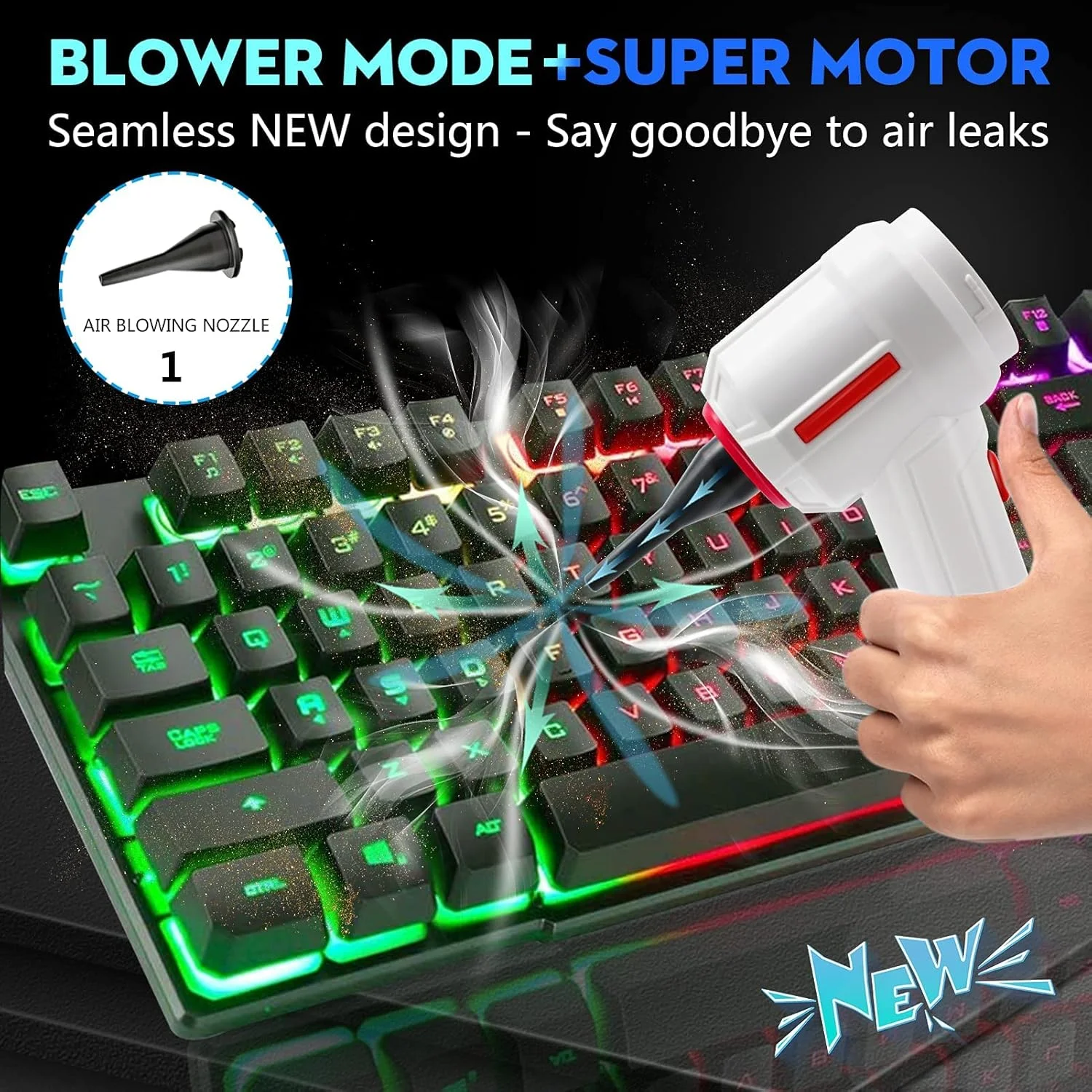 جاروبرقی کامپیوتر 3 در 1، دمنده گرد و غبار هوای فشرده، جاروبرقی دستی قابل حمل بی سیم، جاروبرقی شارژی خودرو، کیت مینی تمیز کننده صفحه کلید، اسپری هوای برقی برای کامپیوتر، لپ تاپ، لوازم الکترونیکی