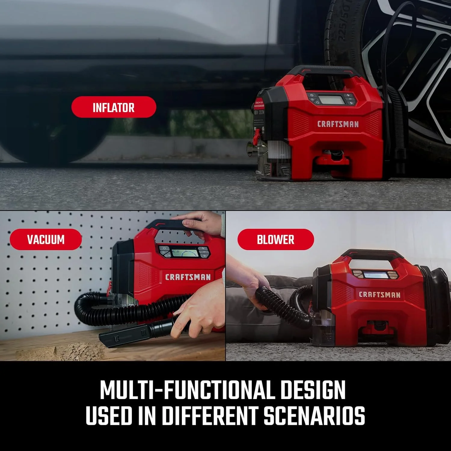 دستگاه دمنده/مکنده/پمپ باد 3 در 1 کرفتسمن، پمپ باد تایر کمپرسور هوای قابل حمل با چراغ LED، جاروبرقی یا دمنده بی صدا خودرو، 160 PSI برای خودروهای سواری، کامیون و RV، با سیم 12 ولت DC و بدون سیم 20 ولت DC، فقط ابزار دستگاه دمنده/مکنده/پمپ باد 3 در 1 کرفتسمن، پمپ باد تایر کمپرسور هوای قابل حمل با چراغ LED، جاروبرقی یا دمنده بی صدا خودرو، 160 PSI برای خودروهای سواری، کامیون و RV، با سیم 12 ولت DC و بدون سیم 20 ولت DC، فقط ابزار