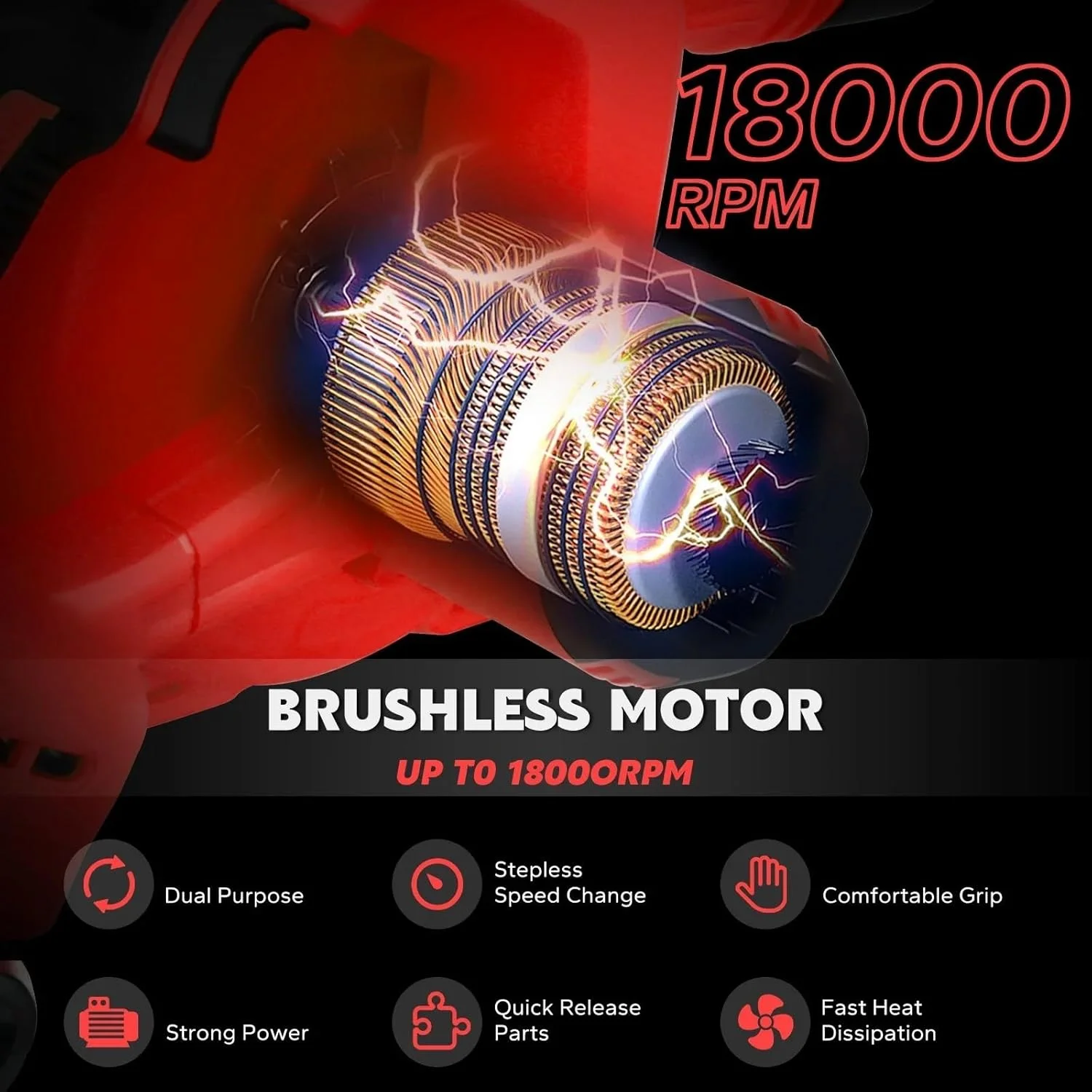 دمنده برگ بدون سیم، دمنده هوای برقی براشلس 6 سرعته تا 180 مایل در ساعت، جاروبرقی (بدون باتری) برای تهویه