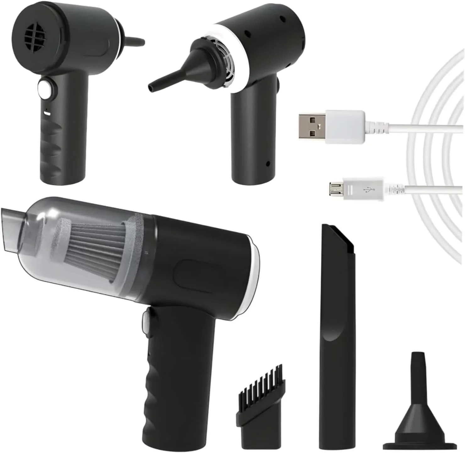 جاروبرقی، دمنده و پمپ باد قابل حمل 3 در 1 DuMesho، تمیز کننده بی سیم دستی برای گرد و غبار میکروسکوپی، مناسب برای خودرو، خانه، کامپیوتر، لپ تاپ، گل، آینه و تمیز کردن فضای داخلی خودرو