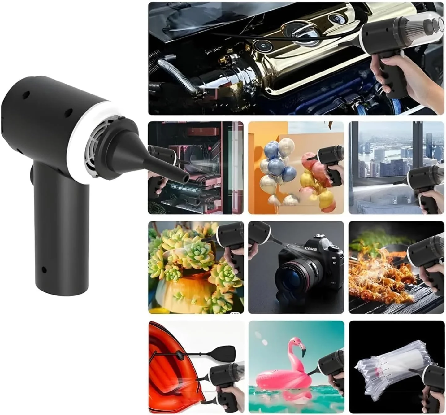 جاروبرقی، دمنده و پمپ باد قابل حمل 3 در 1 DuMesho، تمیز کننده بی سیم دستی برای گرد و غبار میکروسکوپی، مناسب برای خودرو، خانه، کامپیوتر، لپ تاپ، گل، آینه و تمیز کردن فضای داخلی خودرو