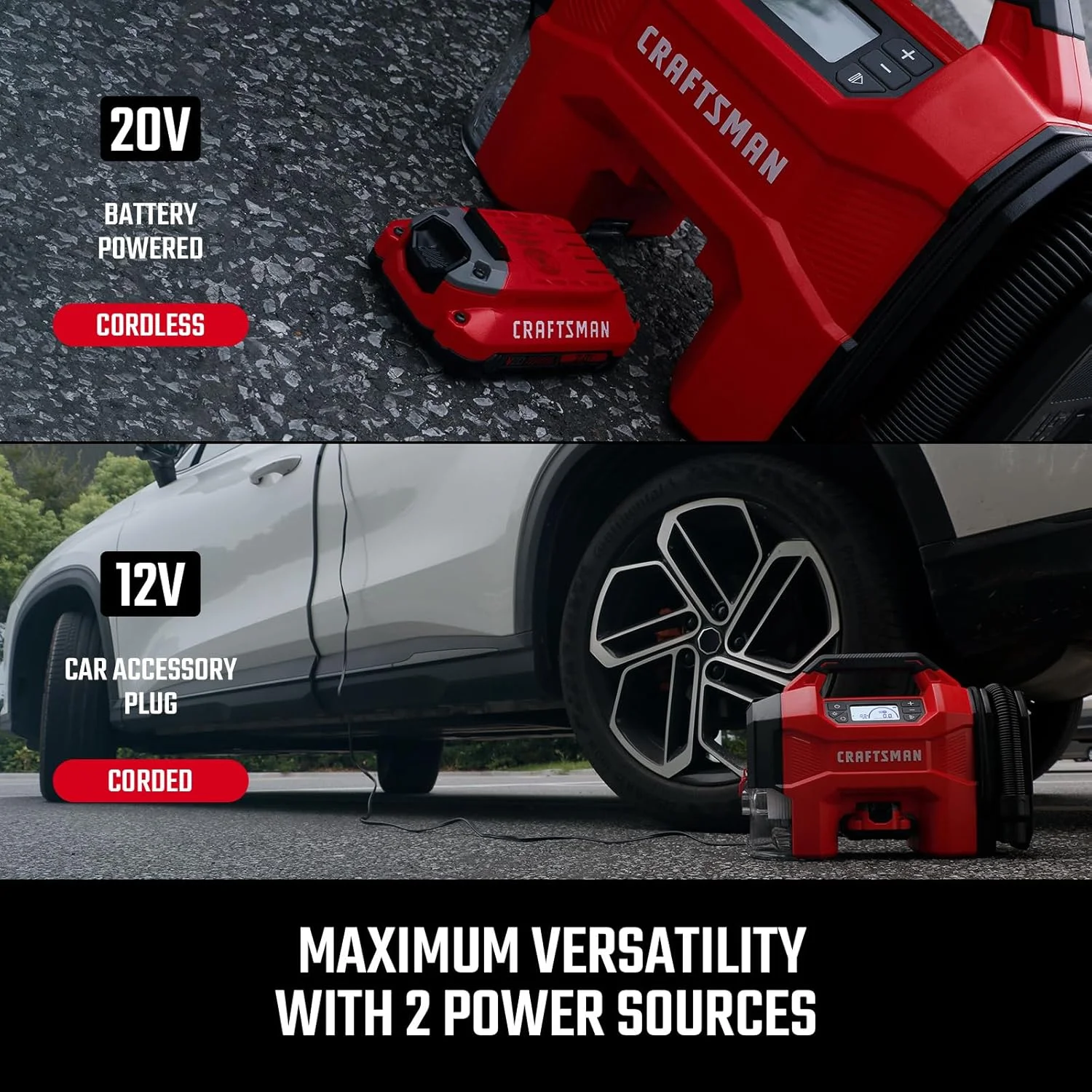 دستگاه دمنده/مکنده/پمپ باد 3 در 1 کرفتسمن، پمپ باد تایر کمپرسور هوای قابل حمل با چراغ LED، جاروبرقی یا دمنده بی صدا خودرو، 160 PSI برای خودروهای سواری، کامیون و RV، با سیم 12 ولت DC و بدون سیم 20 ولت DC، فقط ابزار دستگاه دمنده/مکنده/پمپ باد 3 در 1 کرفتسمن، پمپ باد تایر کمپرسور هوای قابل حمل با چراغ LED، جاروبرقی یا دمنده بی صدا خودرو، 160 PSI برای خودروهای سواری، کامیون و RV، با سیم 12 ولت DC و بدون سیم 20 ولت DC، فقط ابزار