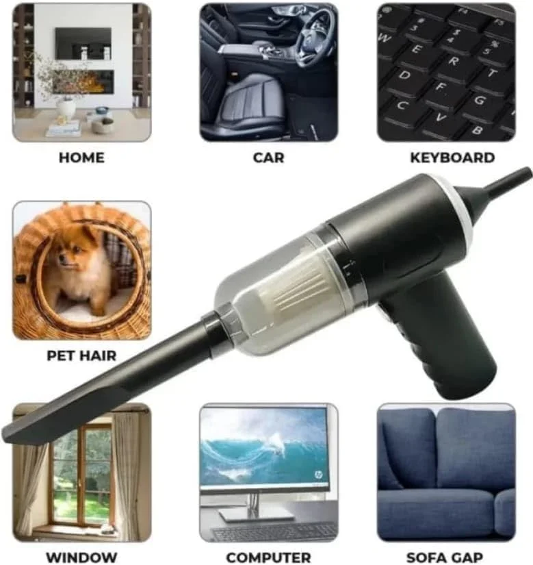 جاروبرقی، دمنده و پمپ باد قابل حمل 3 در 1 DuMesho، تمیز کننده بی سیم دستی برای گرد و غبار میکروسکوپی، مناسب برای خودرو، خانه، کامپیوتر، لپ تاپ، گل، آینه و تمیز کردن فضای داخلی خودرو