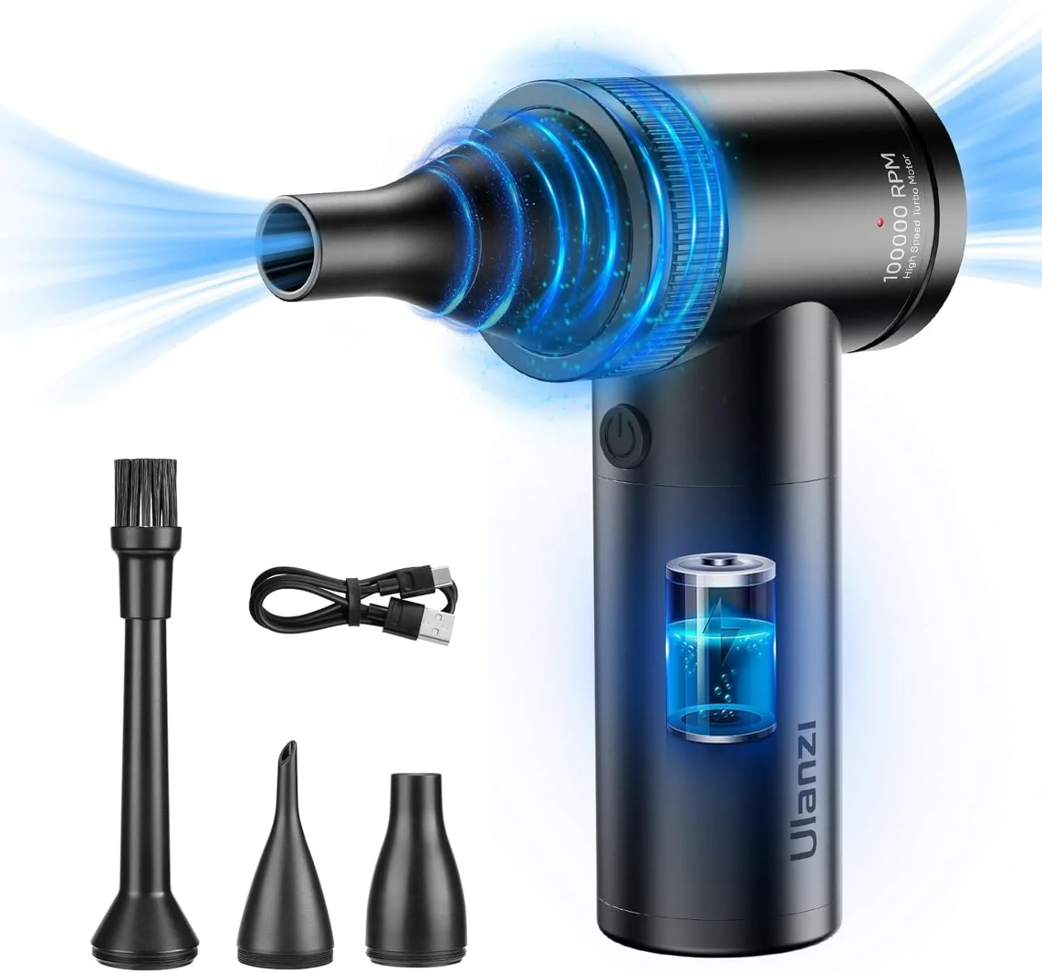 کیت دمنده هوای برقی ULANZI CO23، طراحی 2 در 1 با 3 نازل قابل تعویض، دمنده گرد و غبار و جاروبرقی با مکانیزم هوشمند 4 سرعته، دمنده هوای حرفه ای برای تمیز کردن لنز (40000~100000 دور در دقیقه، 5 ولت/2 آمپر)