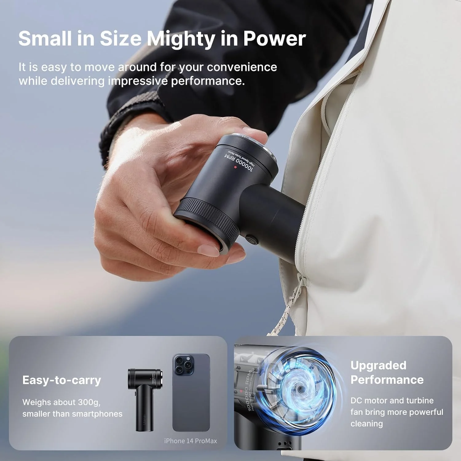 کیت دمنده هوای برقی ULANZI CO23، طراحی 2 در 1 با 3 نازل قابل تعویض، دمنده گرد و غبار و جاروبرقی با مکانیزم هوشمند 4 سرعته، دمنده هوای حرفه ای برای تمیز کردن لنز (40000~100000 دور در دقیقه، 5 ولت/2 آمپر)