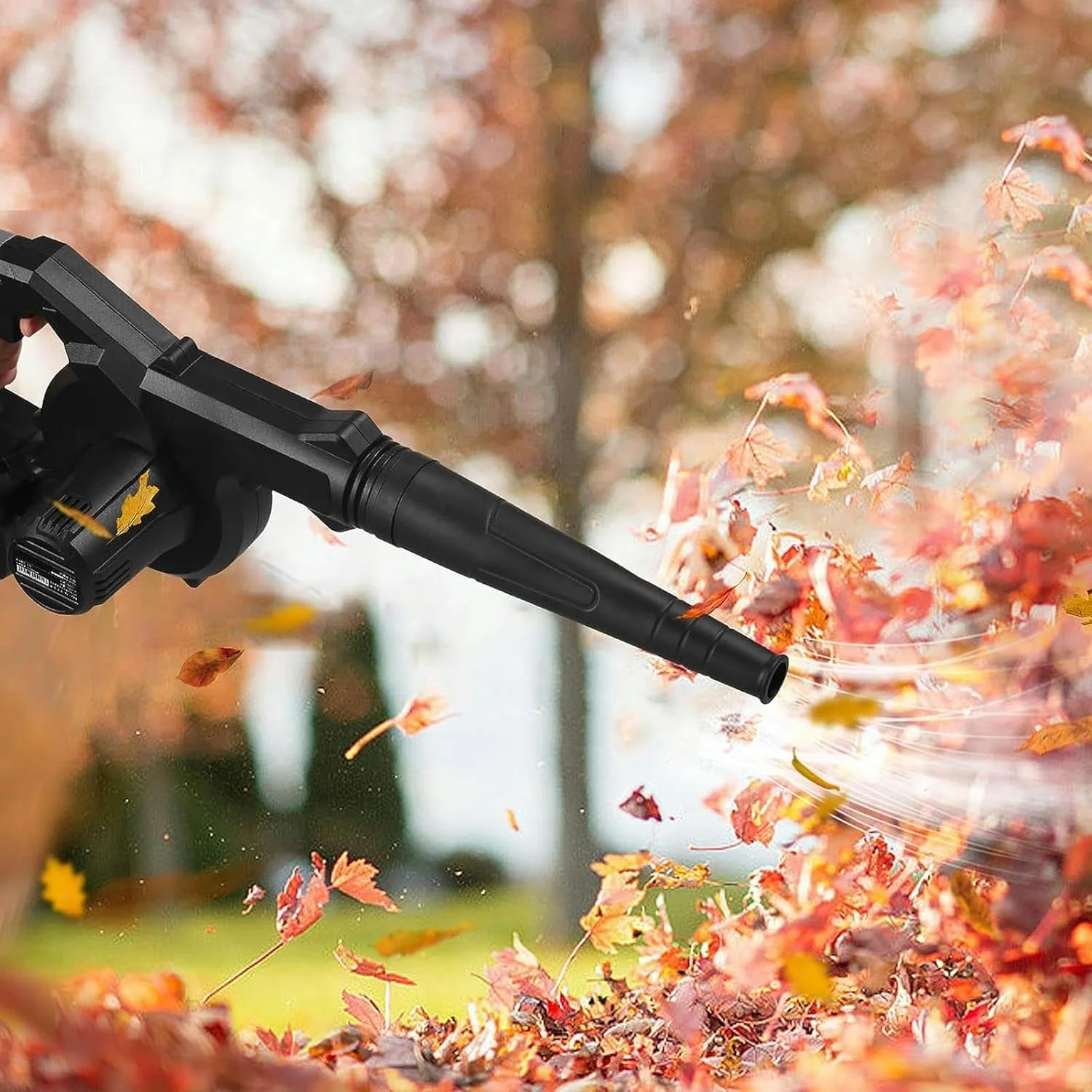 دمنده برگ بی سیم 2 در 1، دمنده برگ بی سیم، جارو و مکنده لیتیومی 21 ولت 6.0 آمپر، کیت ابزار برقی تمیز کننده دمنده هوا برای باغ با شلنگ مکش