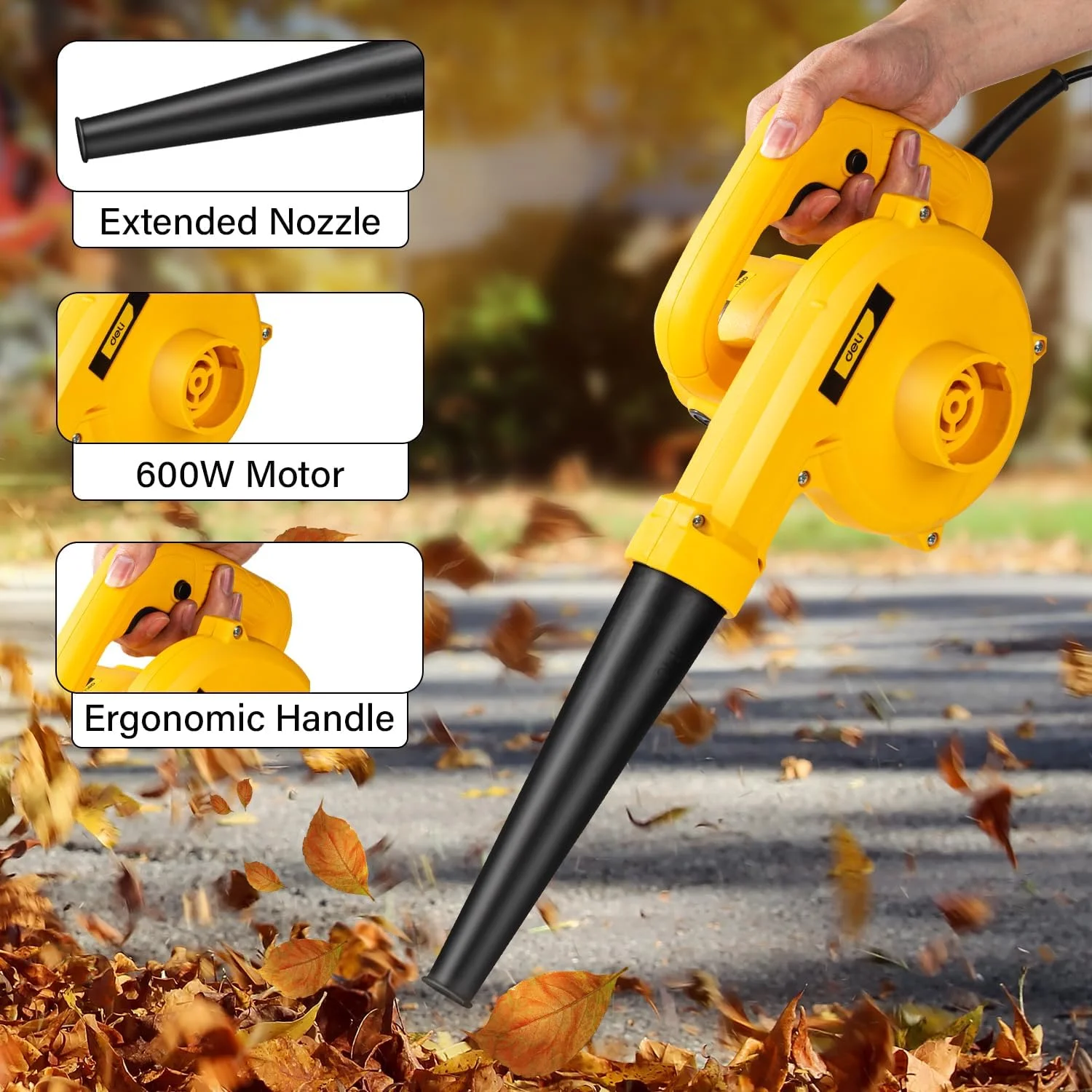 دمنده برقی دلی مدل DL-GF35-E1 با توان 600 وات و سرعت 15000 دور در دقیقه، دارای قفل سوییچ، 6 سرعت قابل تنظیم و عملکرد دوگانه دمنده و مکنده، مناسب برای تمیزکاری منزل، اداره، خودرو، کامپیوتر، گاراژ، پاسیو، باغ، برگ و زباله (2.5 متر مکعب در دقیقه) دمنده برقی دلی مدل DL-GF35-E1 با توان 600 وات و سرعت 15000 دور در دقیقه، دارای قفل سوییچ، 6 سرعت قابل تنظیم و عملکرد دوگانه دمنده و مکنده، مناسب برای تمیزکاری منزل، اداره، خودرو، کامپیوتر، گاراژ، پاسیو، باغ، برگ و زباله (2.5 متر مکعب در دقیقه)