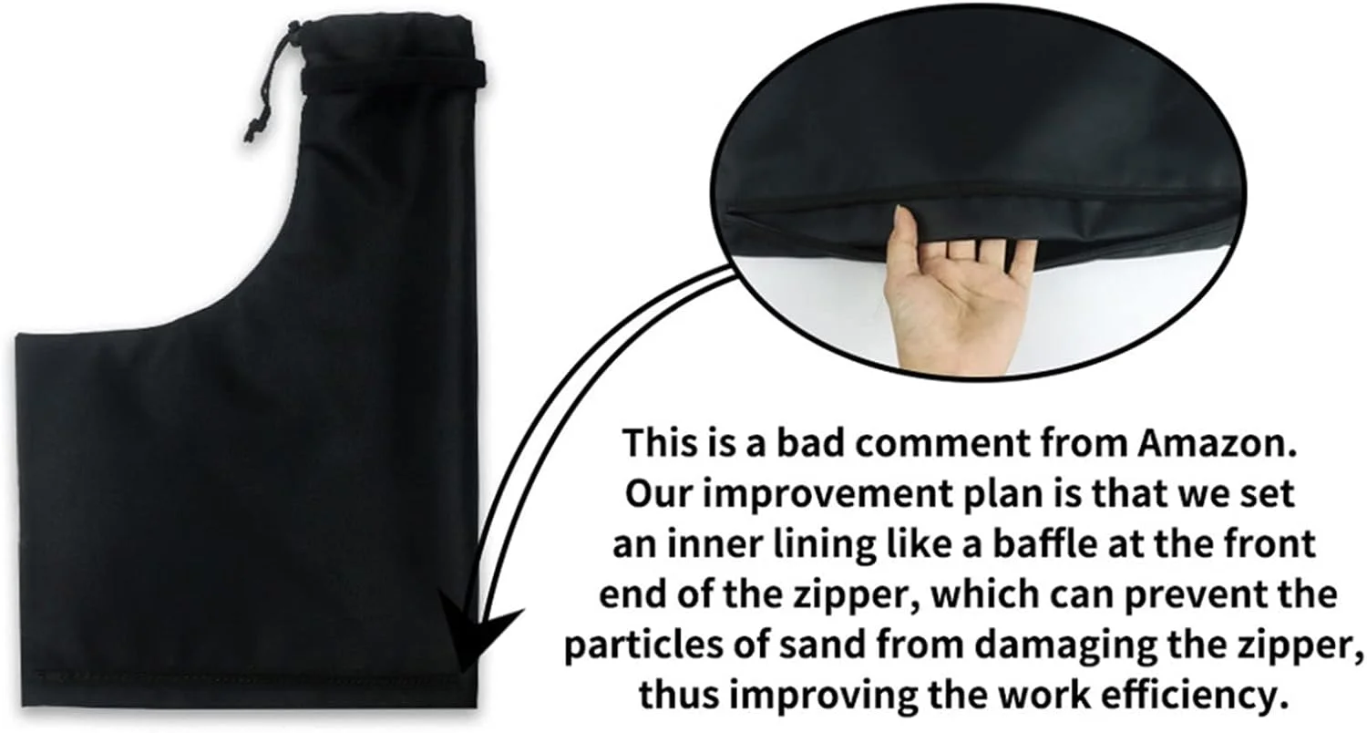 کیسه برگ جمع کن دمنده، 42.5x58 سانتی متر، کیسه جاروبرقی دمنده برگ با زیپ و دهانه بند کشی، کیسه جایگزین دمنده برگ