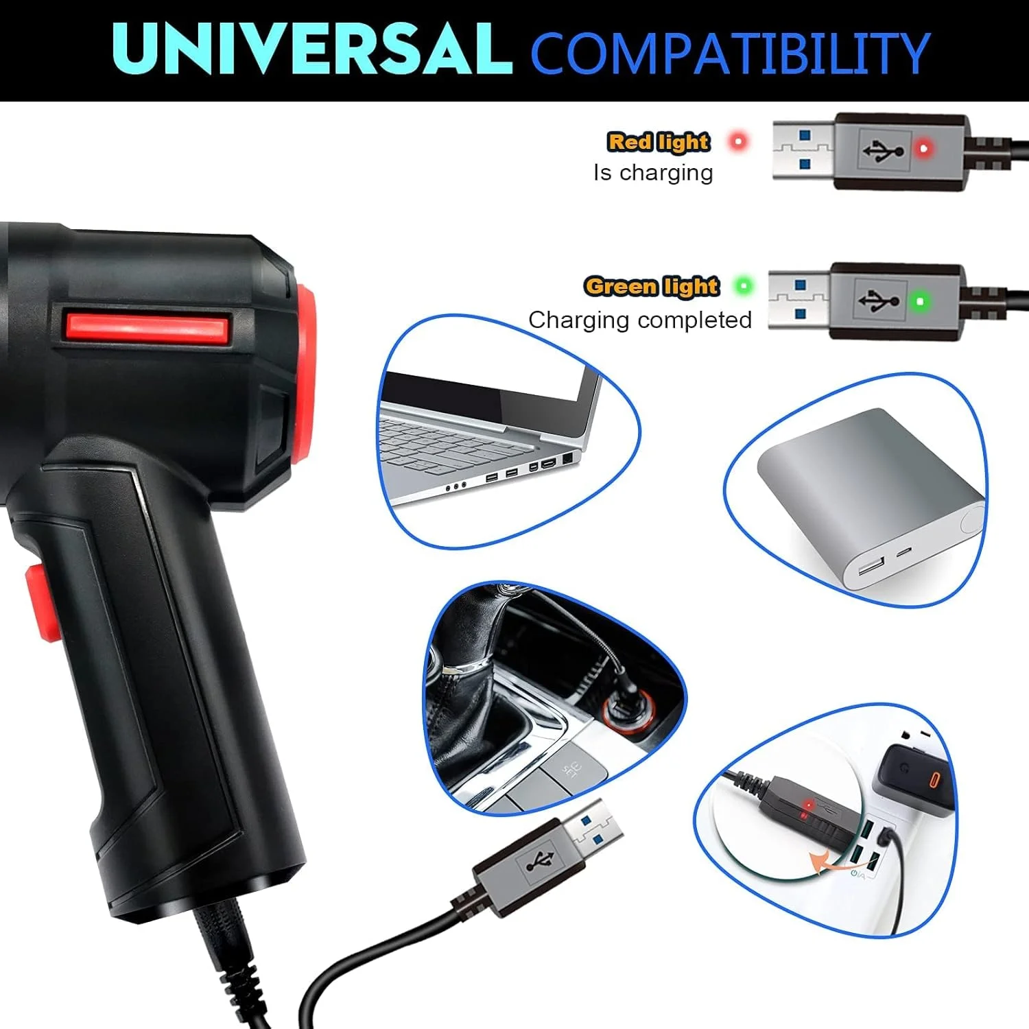 جاروبرقی کامپیوتر 3 در 1، دمنده گرد و غبار هوای فشرده، جاروبرقی دستی قابل حمل بی سیم، جاروبرقی شارژی خودرو، کیت مینی تمیز کننده صفحه کلید، اسپری هوای برقی برای کامپیوتر، لپ تاپ، لوازم الکترونیکی