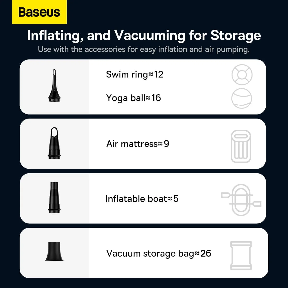 جاروبرقی خودرو بیسوس مدل A3 Lite با قدرت بالا، جاروبرقی دستی 12000PA با تخلیه آسان، شارژ سریع USB C، جاروبرقی دستی کوچک 4 در 1، دمنده هوا، پمپ باد و گردگیر برای خودرو، خانه و دفتر